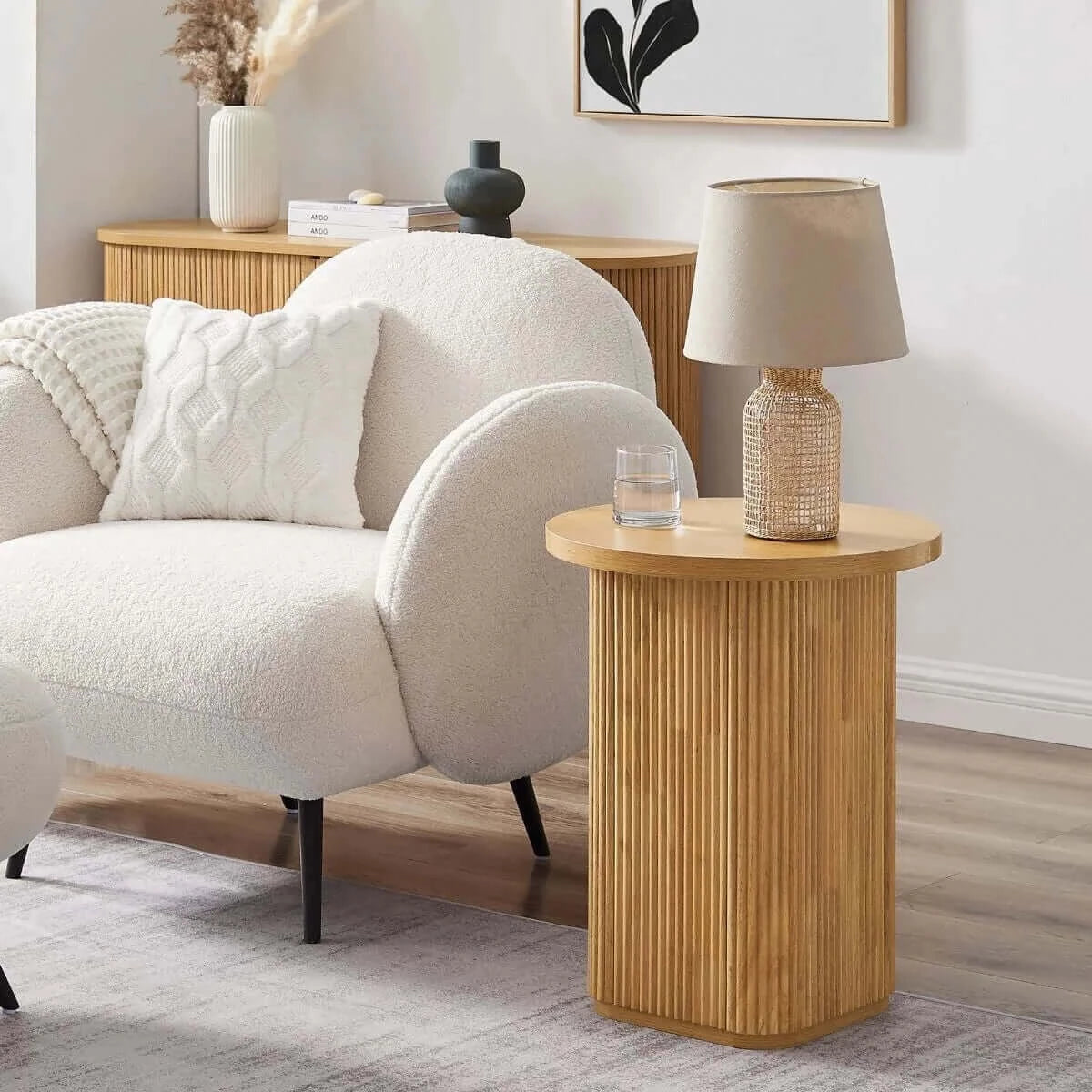 Buy kate round column side table in natural - upinteriors-Upinteriors