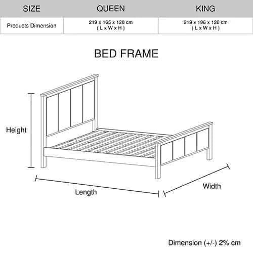 Buy king size bed frame with solid acacia wood veneered construction in white ash colour - upinteriors-Upinteriors