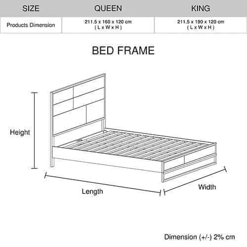 King Size Acacia Wood Bed Frame with Steel Legs-Upinteriors