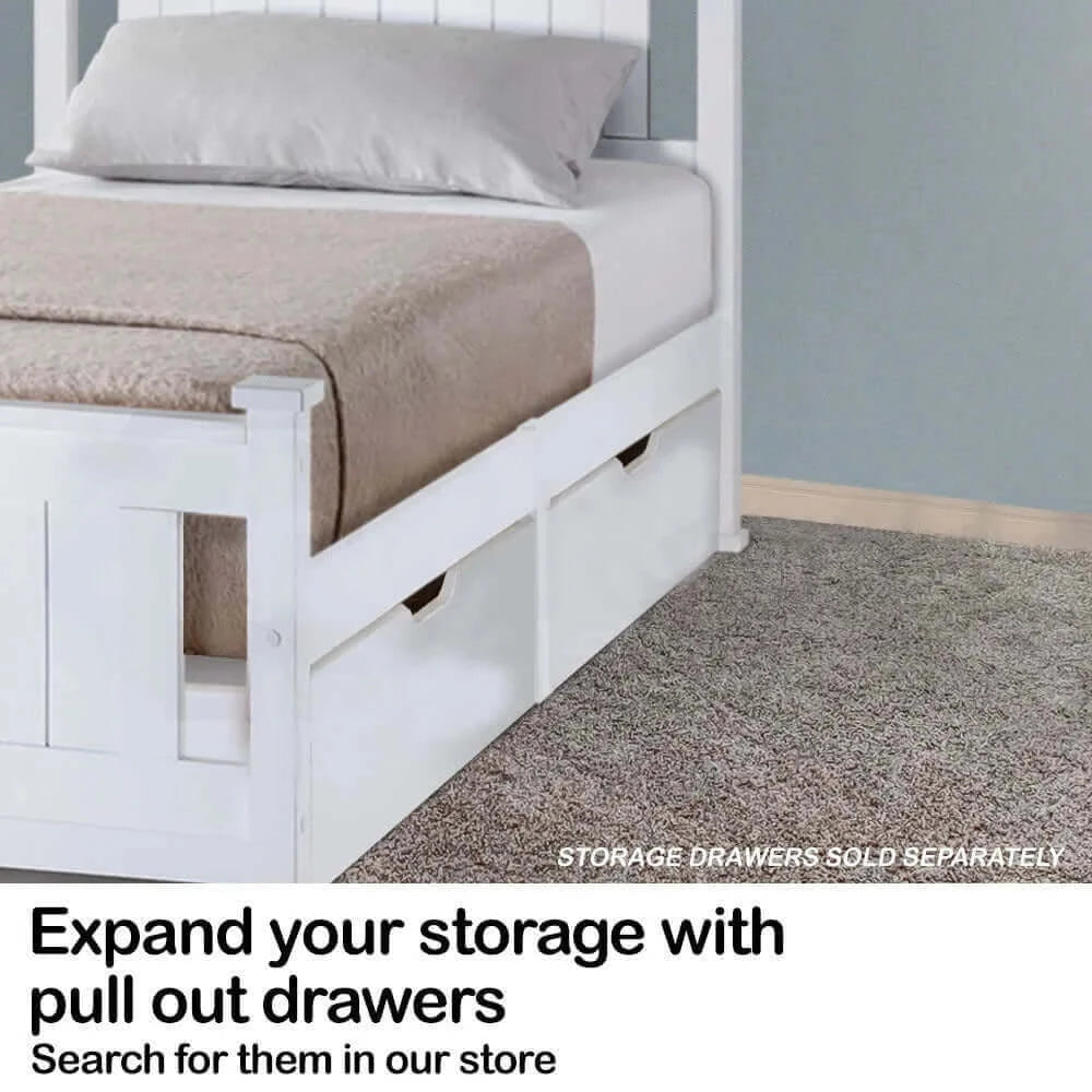 Buy kingston slumber single wooden bed frame base white pine adult bedroom furniture timber slat - upinteriors-Upinteriors