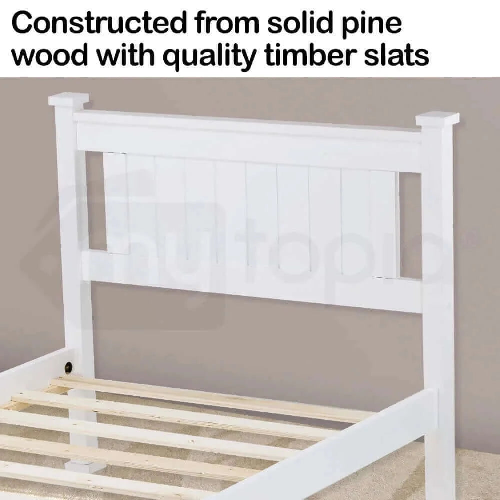 Buy kingston slumber single wooden bed frame base white pine adult bedroom furniture timber slat - upinteriors-Upinteriors
