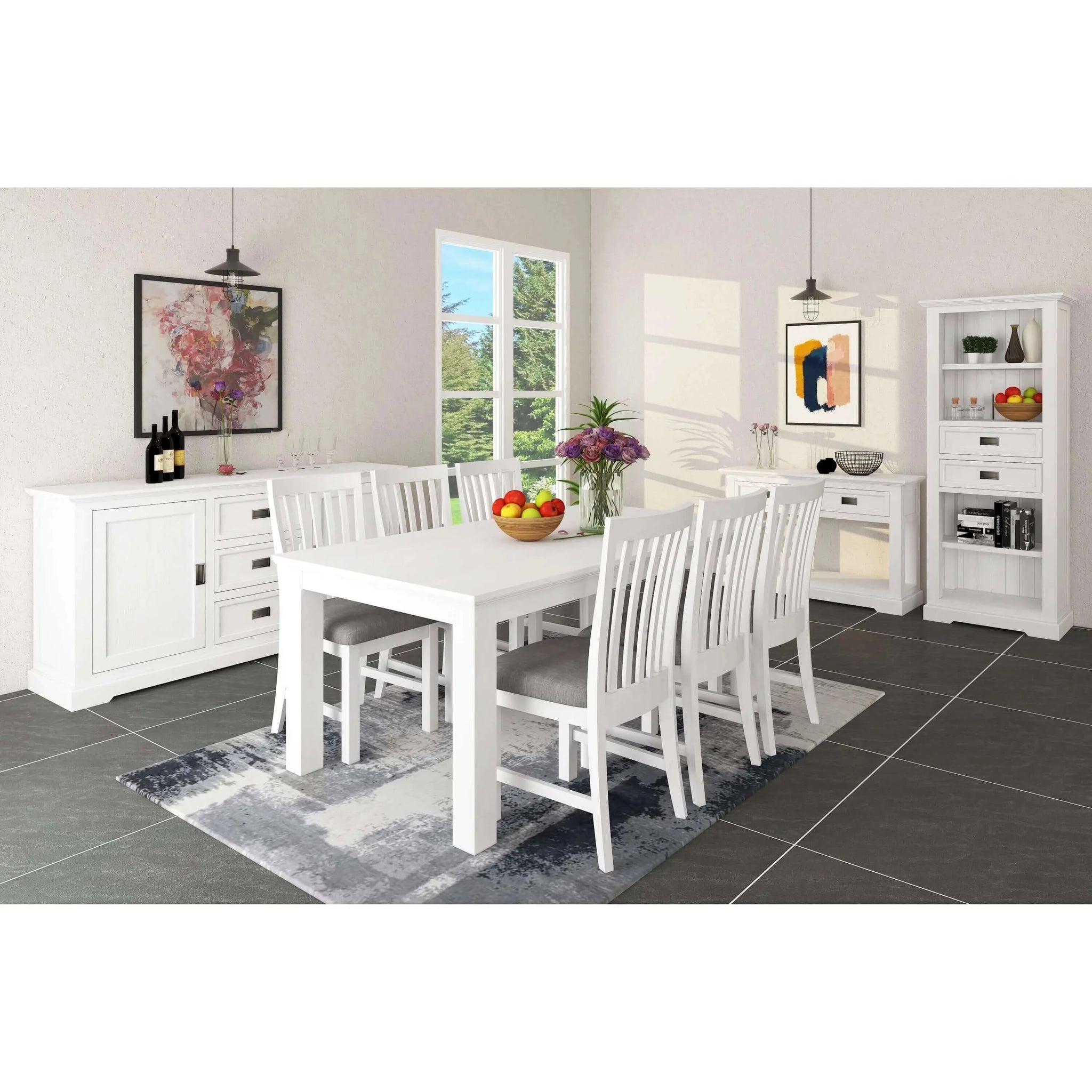 Buy laelia buffet table 166cm 2 door 3 drawer acacia wood coastal furniture -white - upinteriors-Upinteriors