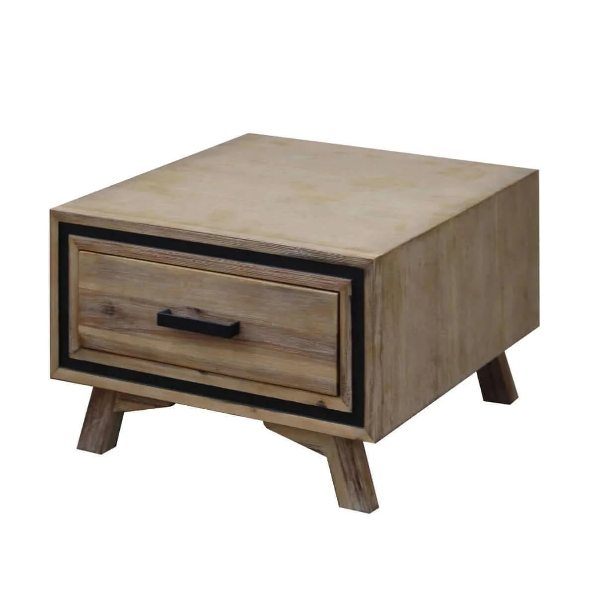 Lamp Table with 1 Storage Drawer Solid Wooden Frame in Silver Brush Colour-Upinteriors