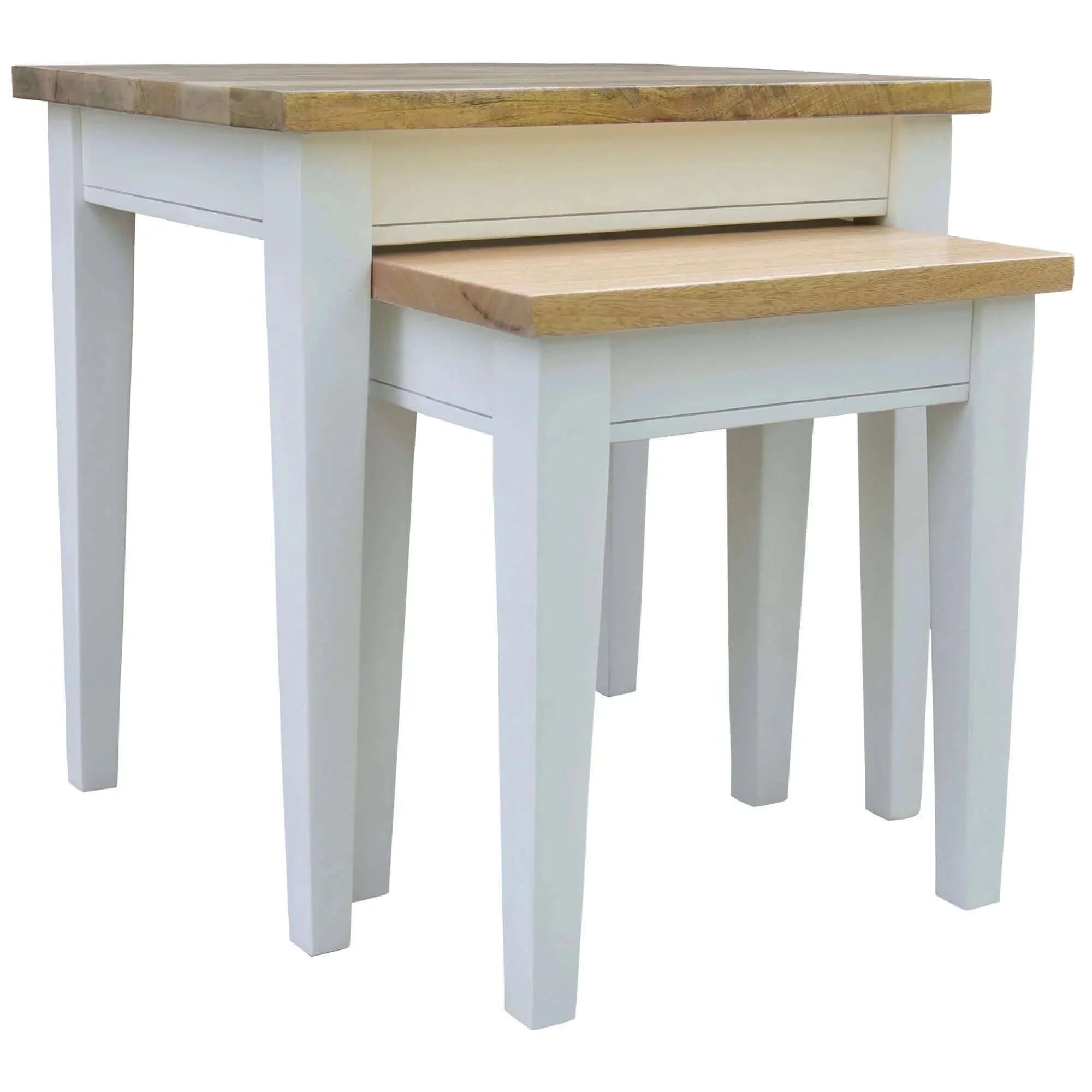 Buy lavasa 2pc nesting side sofa end lamp table solid mango wood farmhouse furniture - upinteriors-Upinteriors