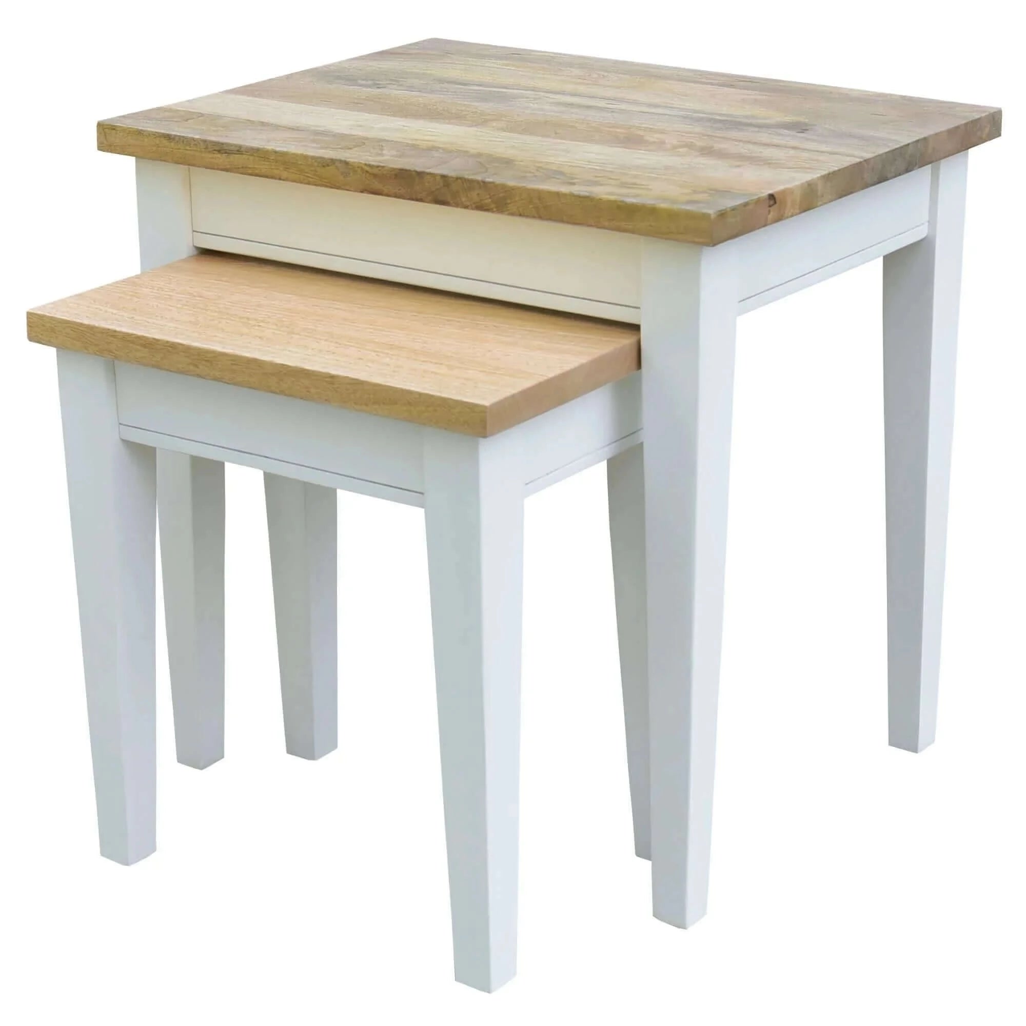 Buy lavasa 2pc nesting side sofa end lamp table solid mango wood farmhouse furniture - upinteriors-Upinteriors