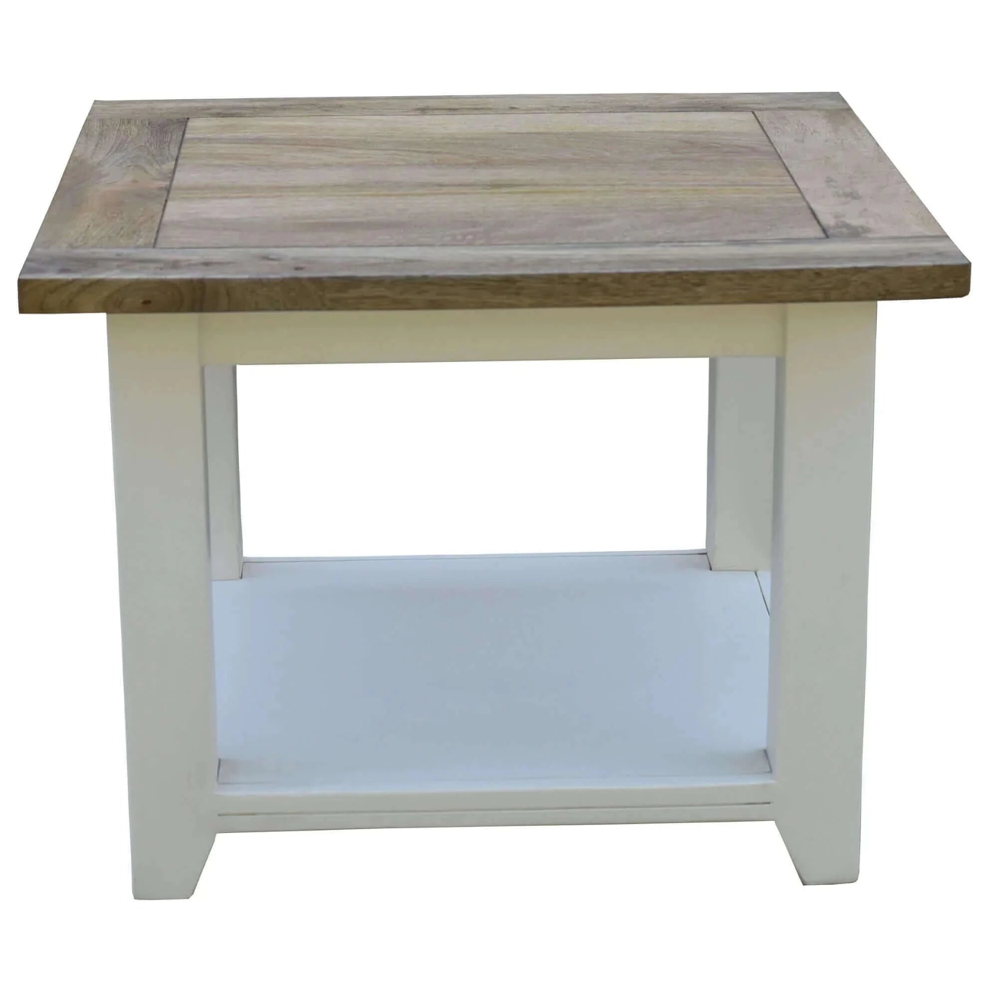 Buy lavasa side sofa end lamp table 60cm solid mango wood modern farmhouse furniture - upinteriors-Upinteriors