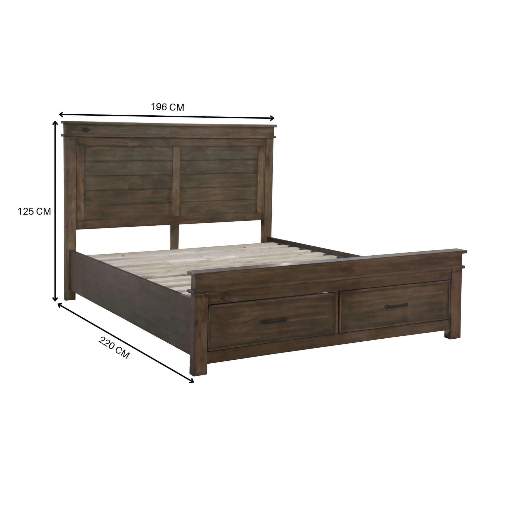 Buy lily bed frame king size timber mattress base with storage drawers - rustic grey - upinteriors-Upinteriors