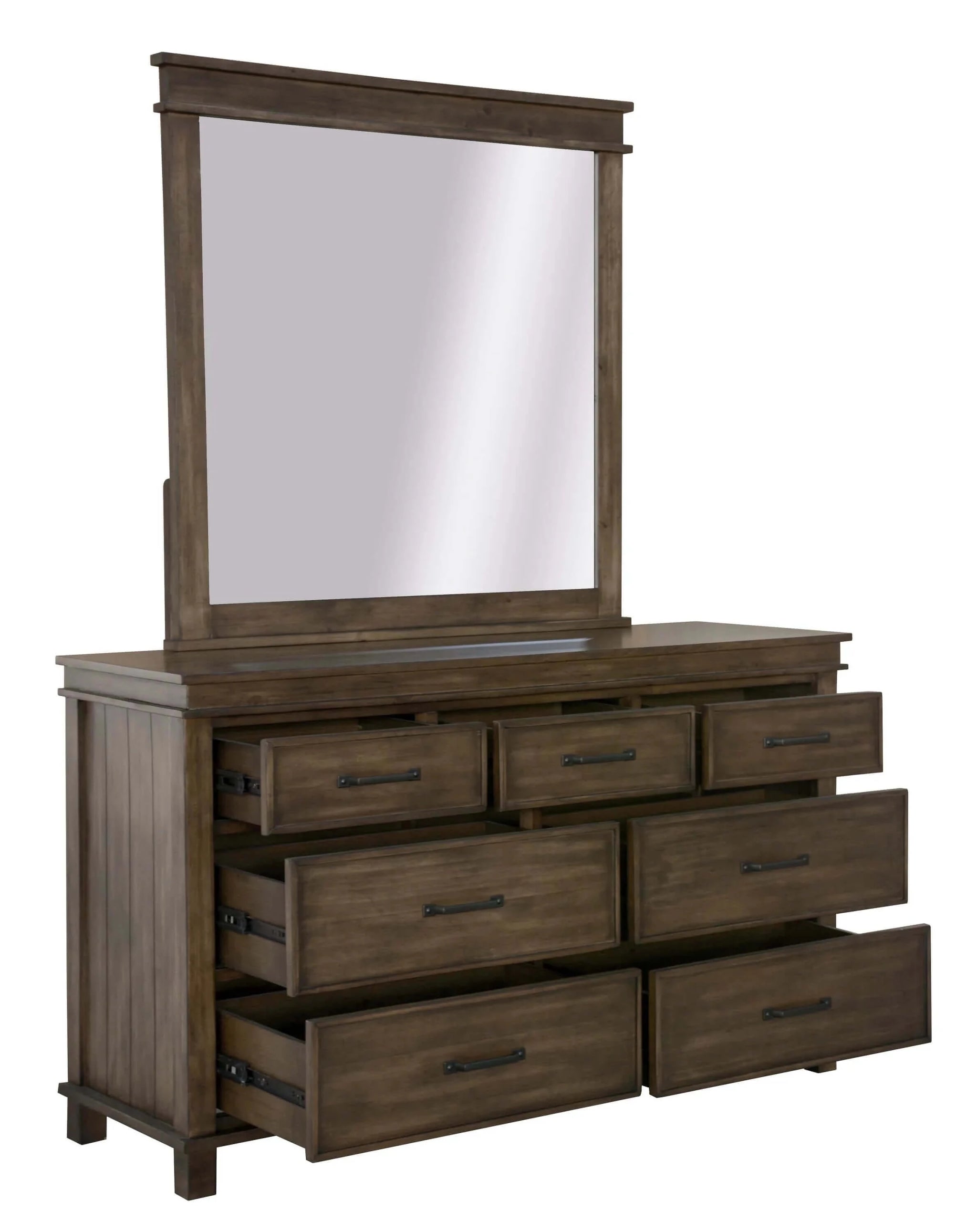 Buy lily dresser mirror 7 chest of drawers tallboy storage cabinet - rustic grey - upinteriors-Upinteriors