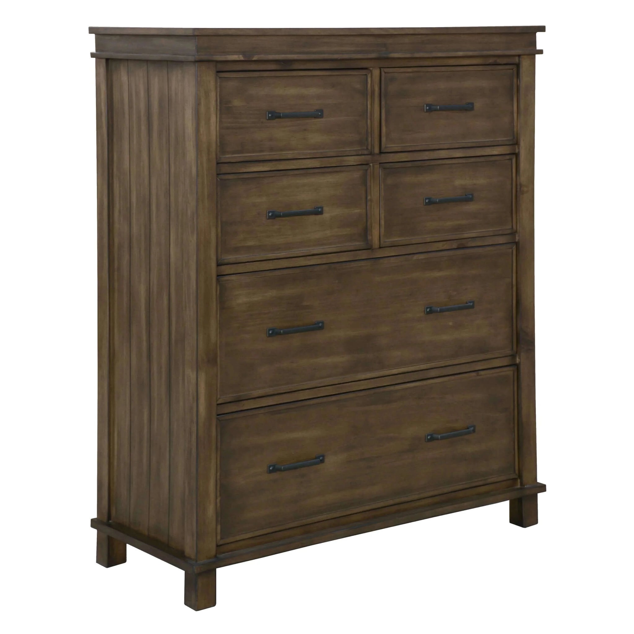 Lily Tallboy 6 Chest of Drawers Solid Pine Wood Bed Storage Cabinet -Rustic Grey-Upinteriors