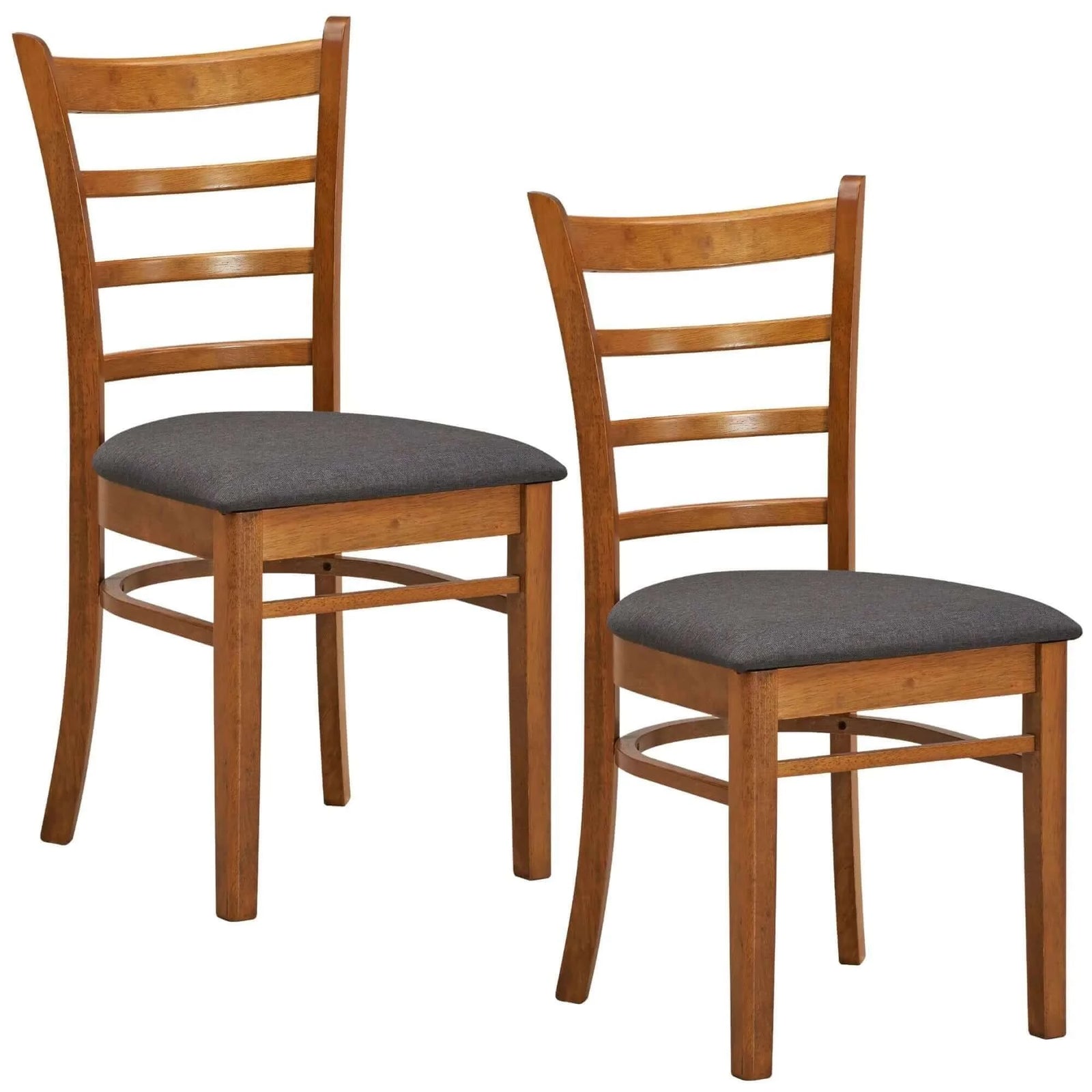 Buy linaria dining chair set of 2 crossback solid rubber wood fabric seat - walnut - upinteriors-Upinteriors