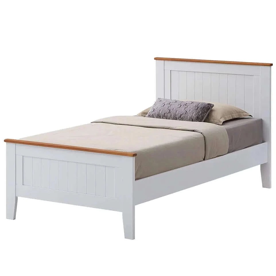 Buy lobelia bed frame king single size mattress base solid rubber timber wood -white - upinteriors-Upinteriors