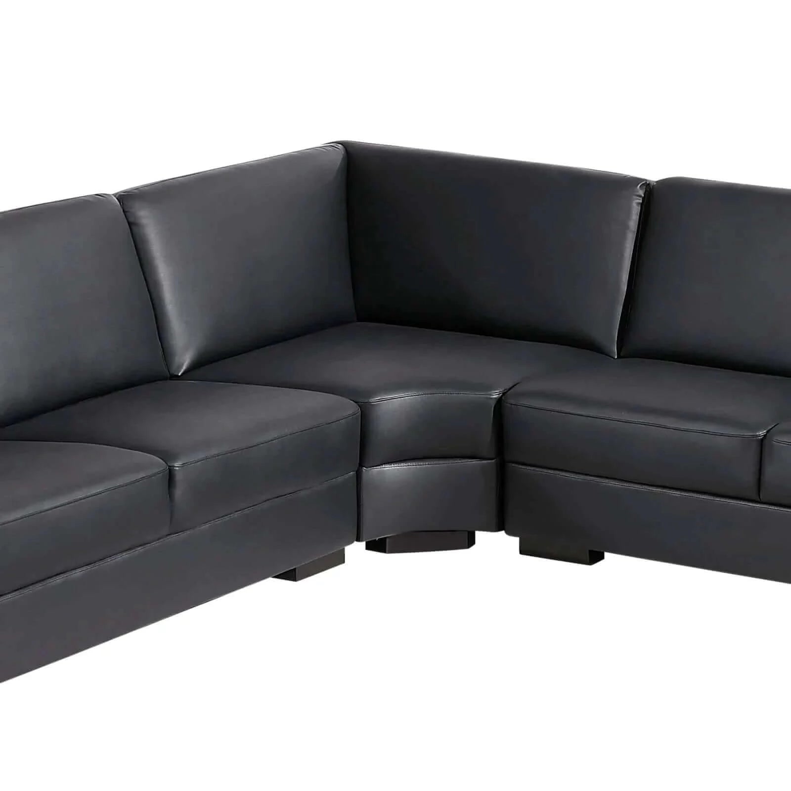 Buy lounge set luxurious 6 seater bonded leather corner sofa living room couch in black with chaise - upinteriors-Upinteriors