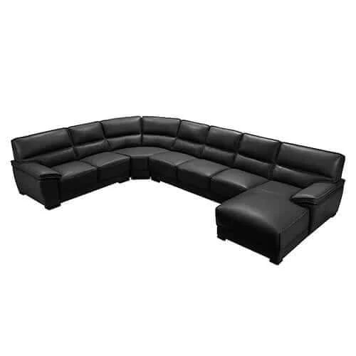 Buy lounge set luxurious 7 seater bonded leather corner sofa living room couch in black with chaise - upinteriors-Upinteriors