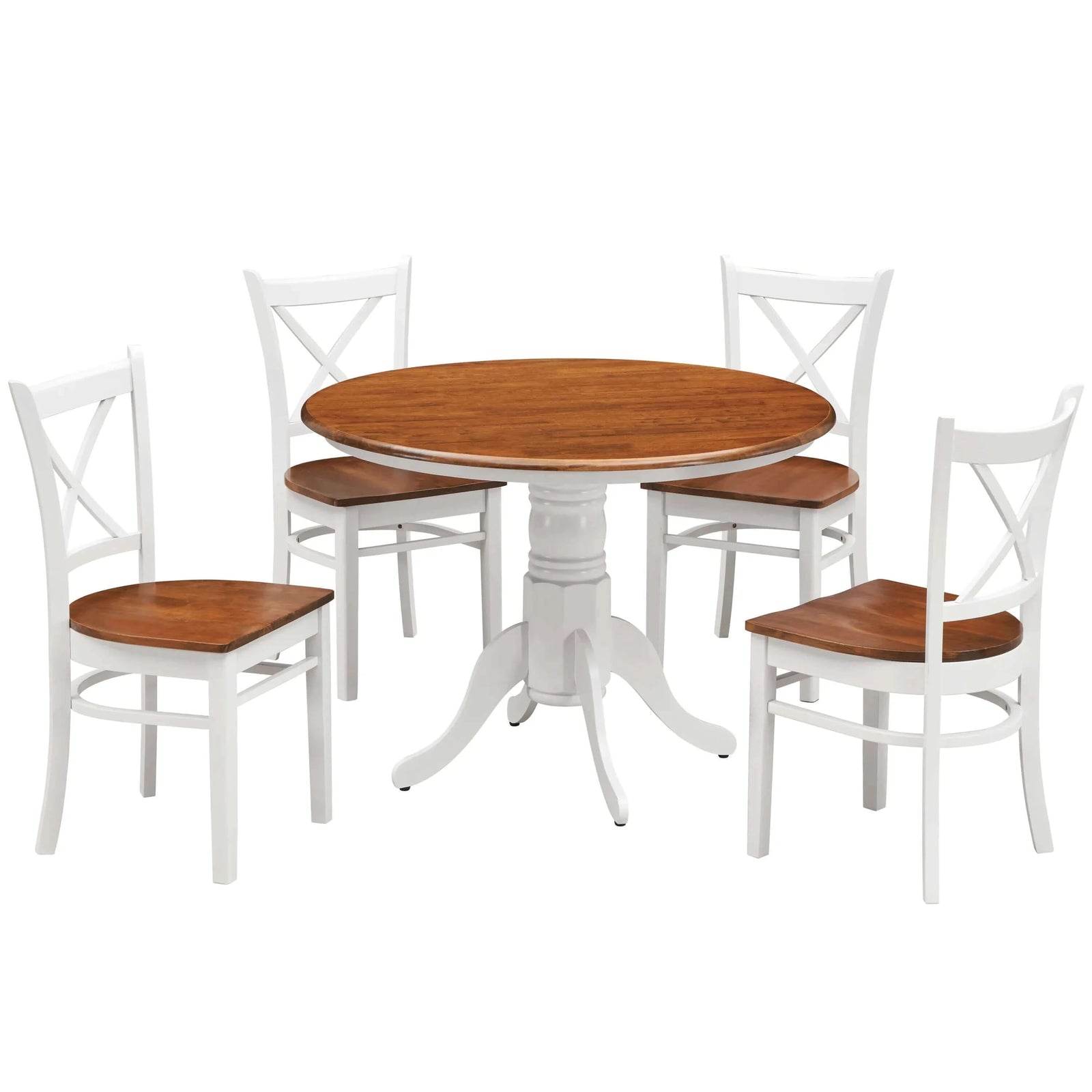 Buy lupin 5pc dining set 106cm round pedestral table 4 rubber wood chair - white oak - upinteriors-Upinteriors
