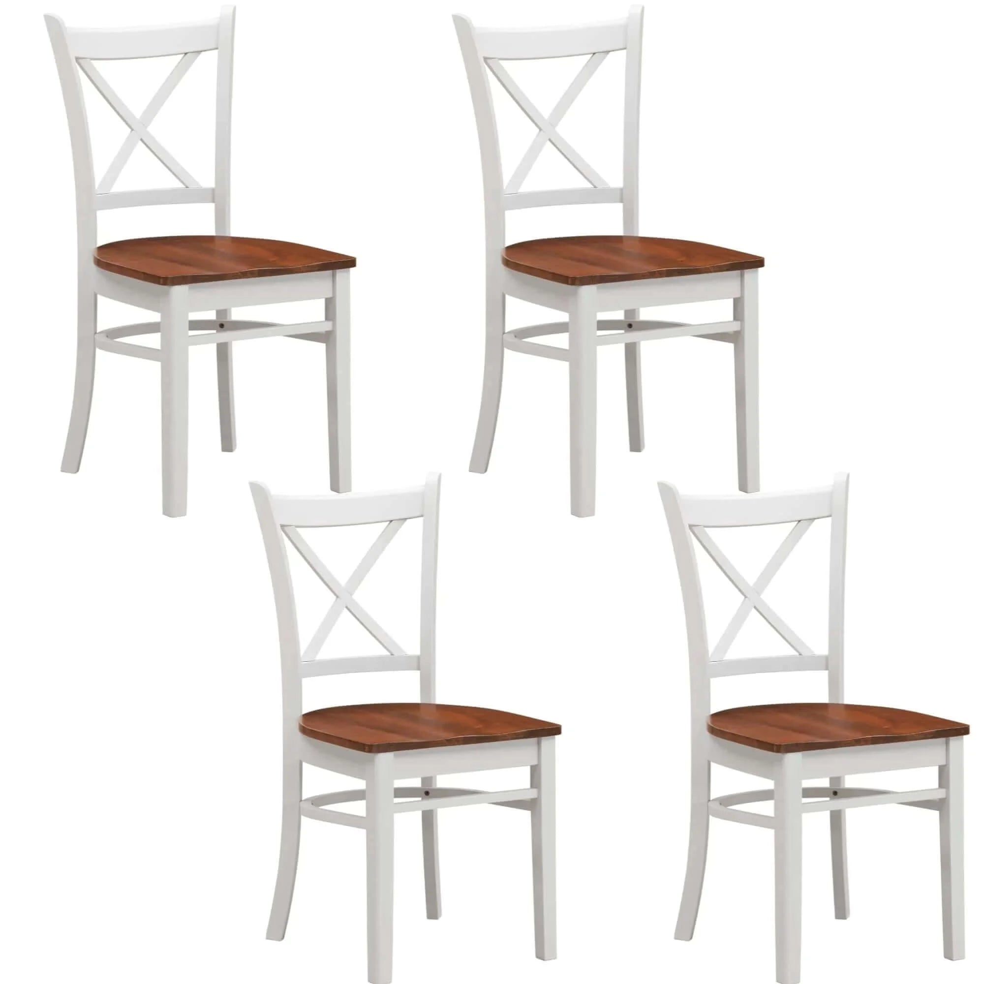 Buy lupin dining chair set of 4 crossback solid rubber wood furniture - white oak - upinteriors-Upinteriors