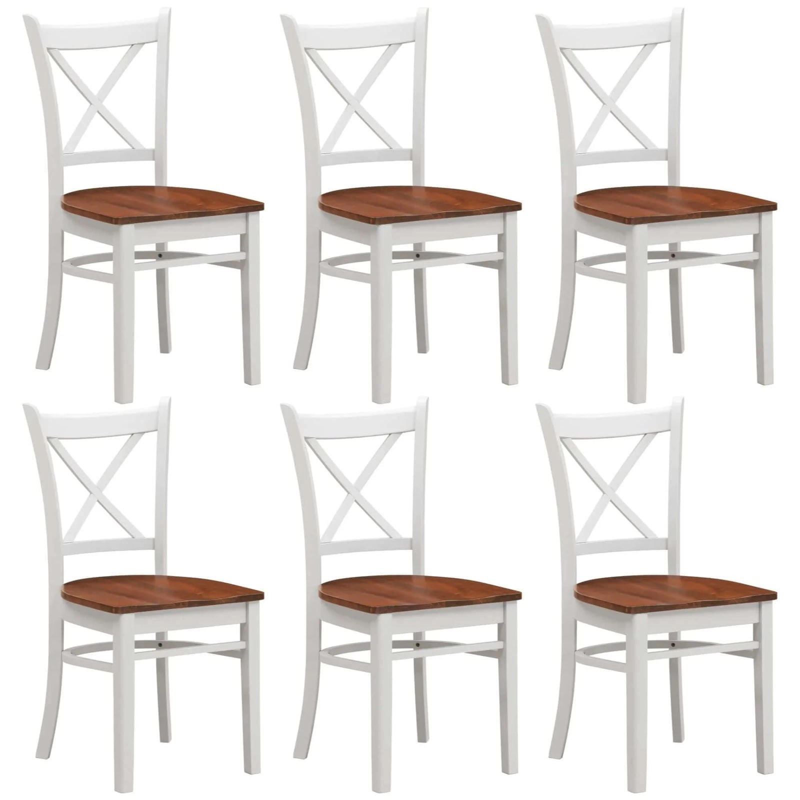 Buy lupin dining chair set of 6 crossback solid rubber wood furniture - white oak - upinteriors-Upinteriors