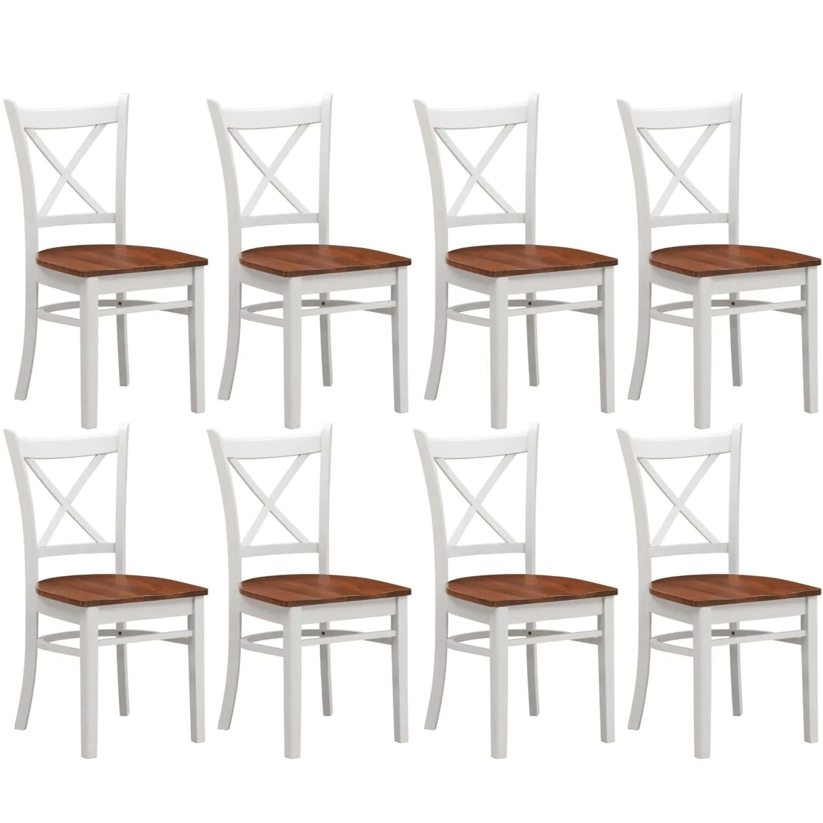Buy lupin dining chair set of 8 crossback solid rubber wood furniture - white oak - upinteriors-Upinteriors