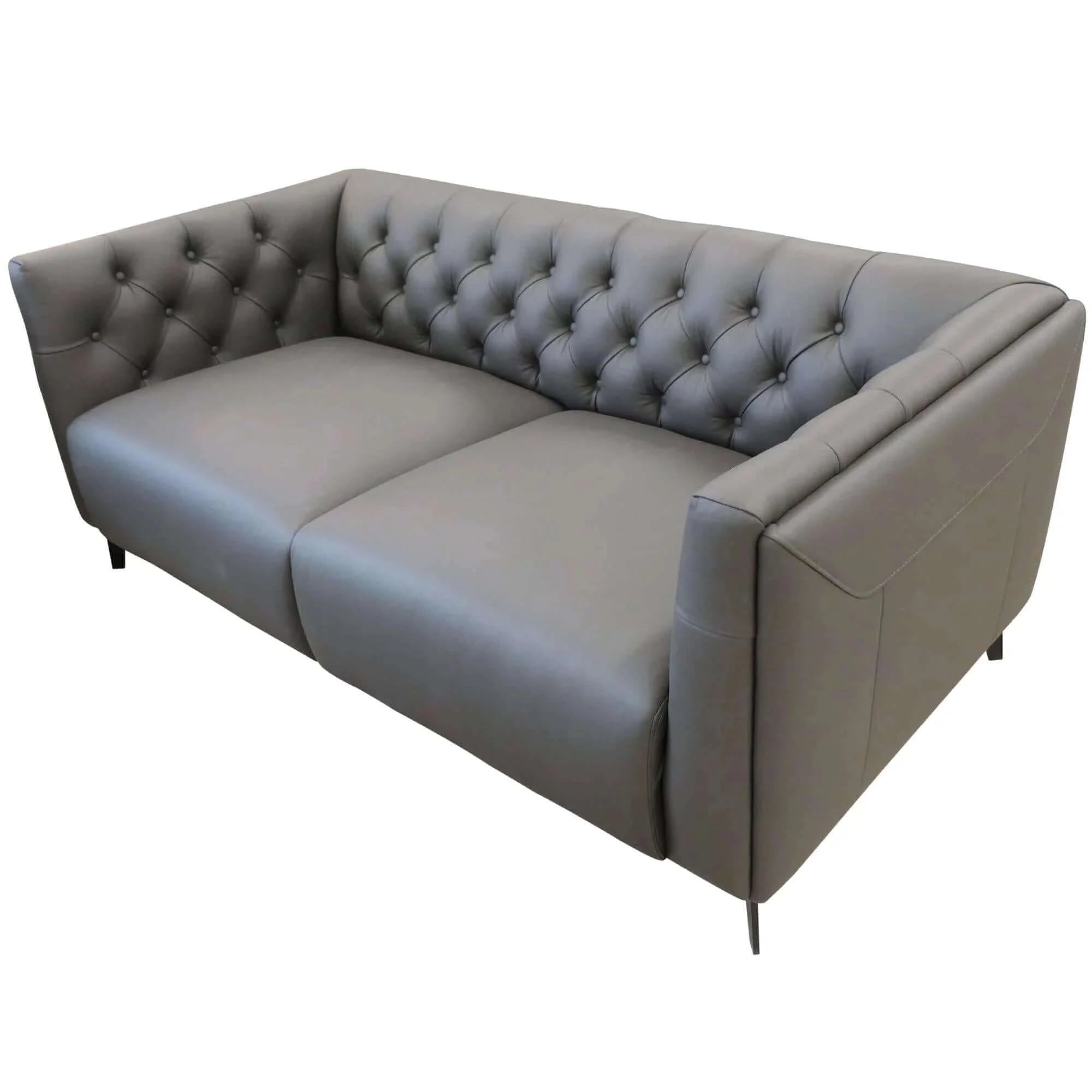 Buy luxe genuine forli leather sofa 2.5 seater upholstered lounge couch - dark grey - upinteriors-Upinteriors