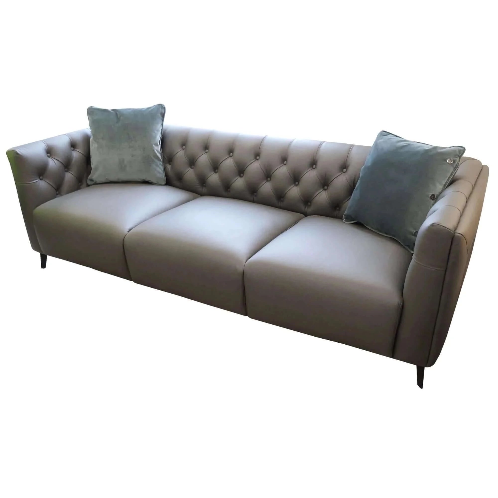 Buy luxe genuine forli leather sofa 3.5 seater upholstered lounge couch - dark grey - upinteriors-Upinteriors