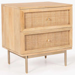 Buy martina bedside table 2 drawer storage cabinet solid mango wood rattan - upinteriors-Upinteriors