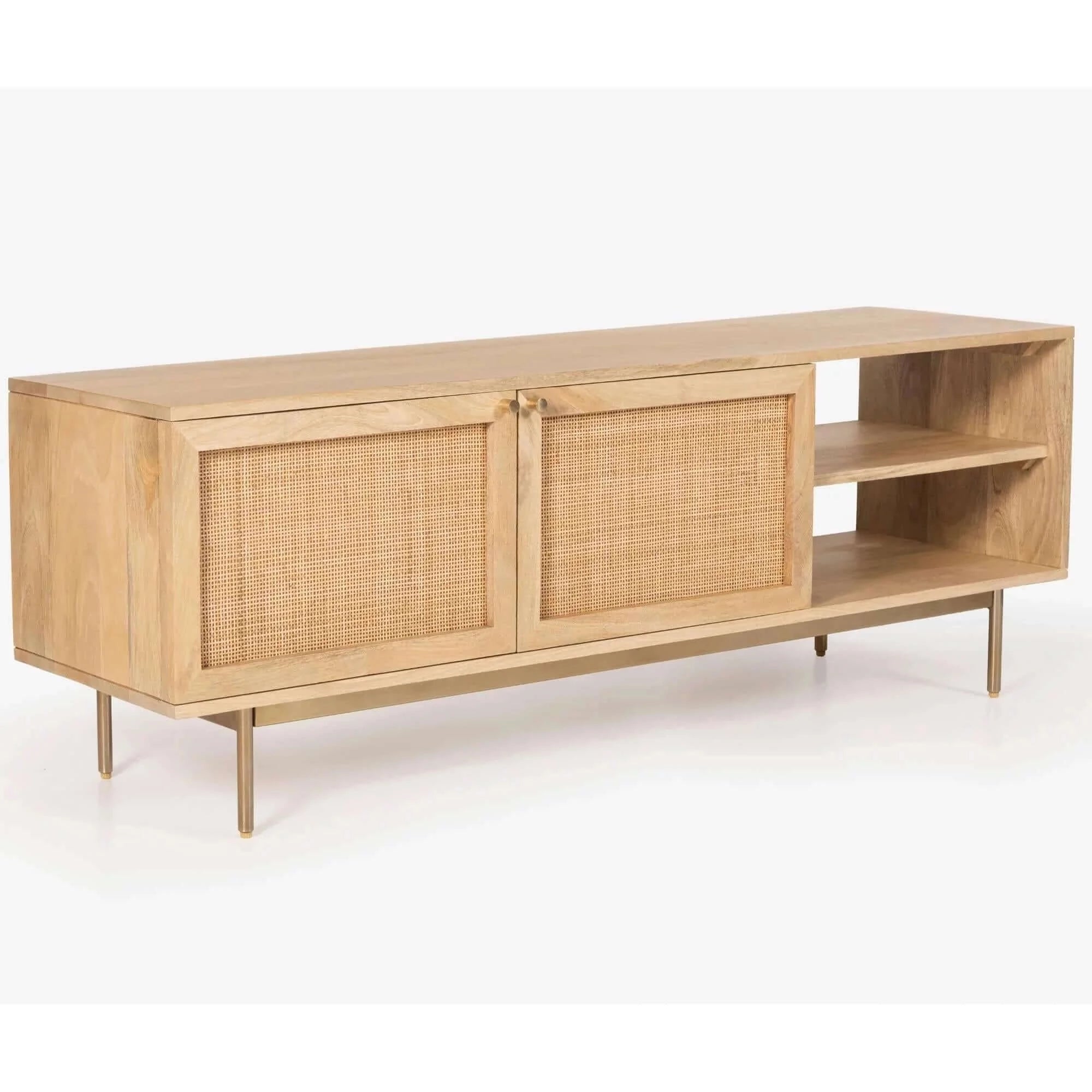 Buy Martina ETU Entertainment TV Unit 147cm Solid Mango Wood Rattan Furniture -Upinteriors