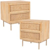 Buy martina set of 2 bedside table 2 drawer storage cabinet solid mango wood rattan - upinteriors-Upinteriors