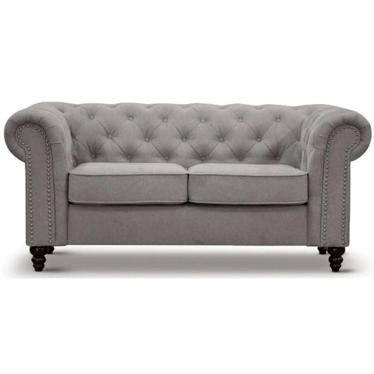 Mellowly 2 Seater Sofa Fabric Uplholstered Chesterfield Lounge Couch - Grey - Upinteriors