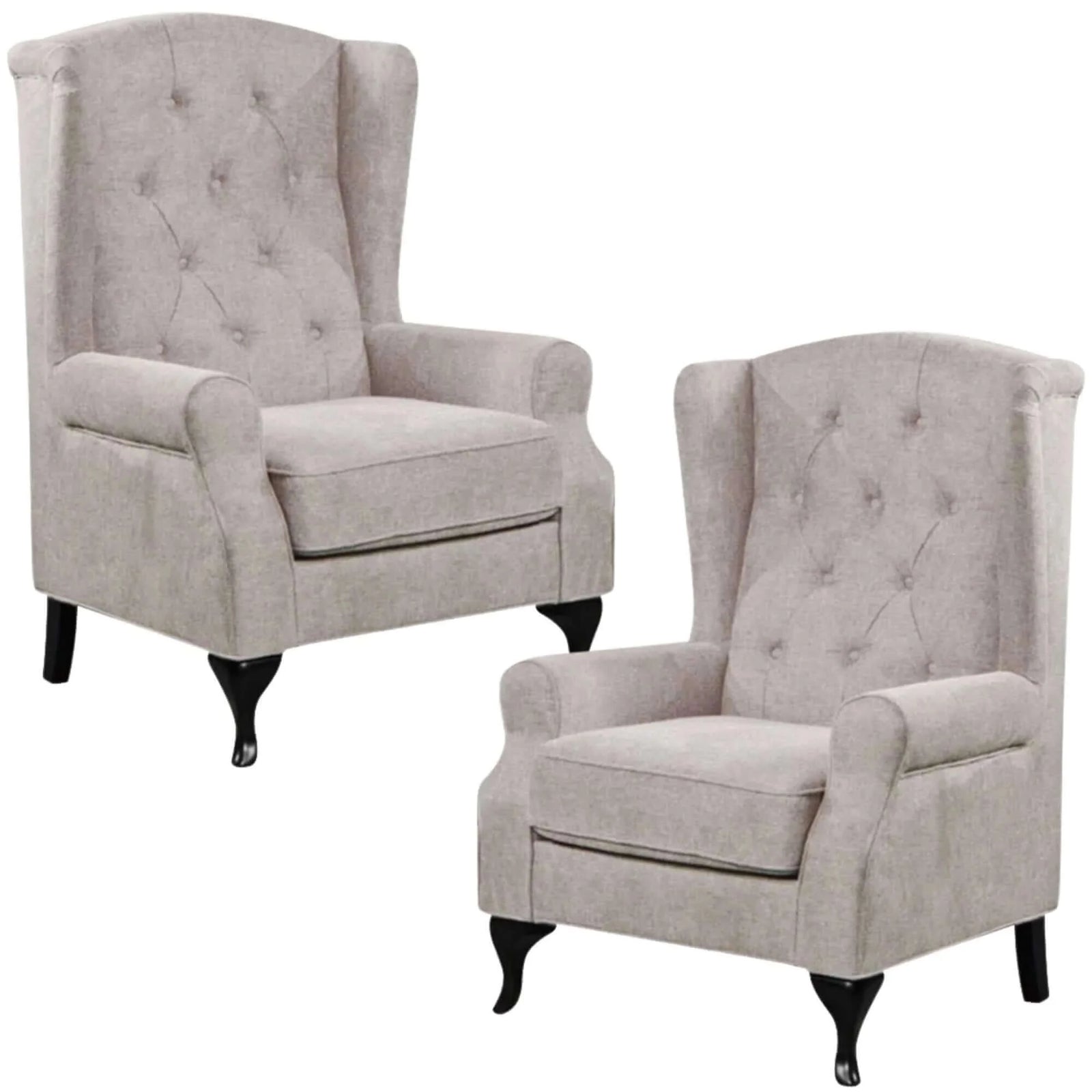 Buy Mellowly Set of 2 Wing Back Chair Sofa - Beige in Australia -Upinteriors