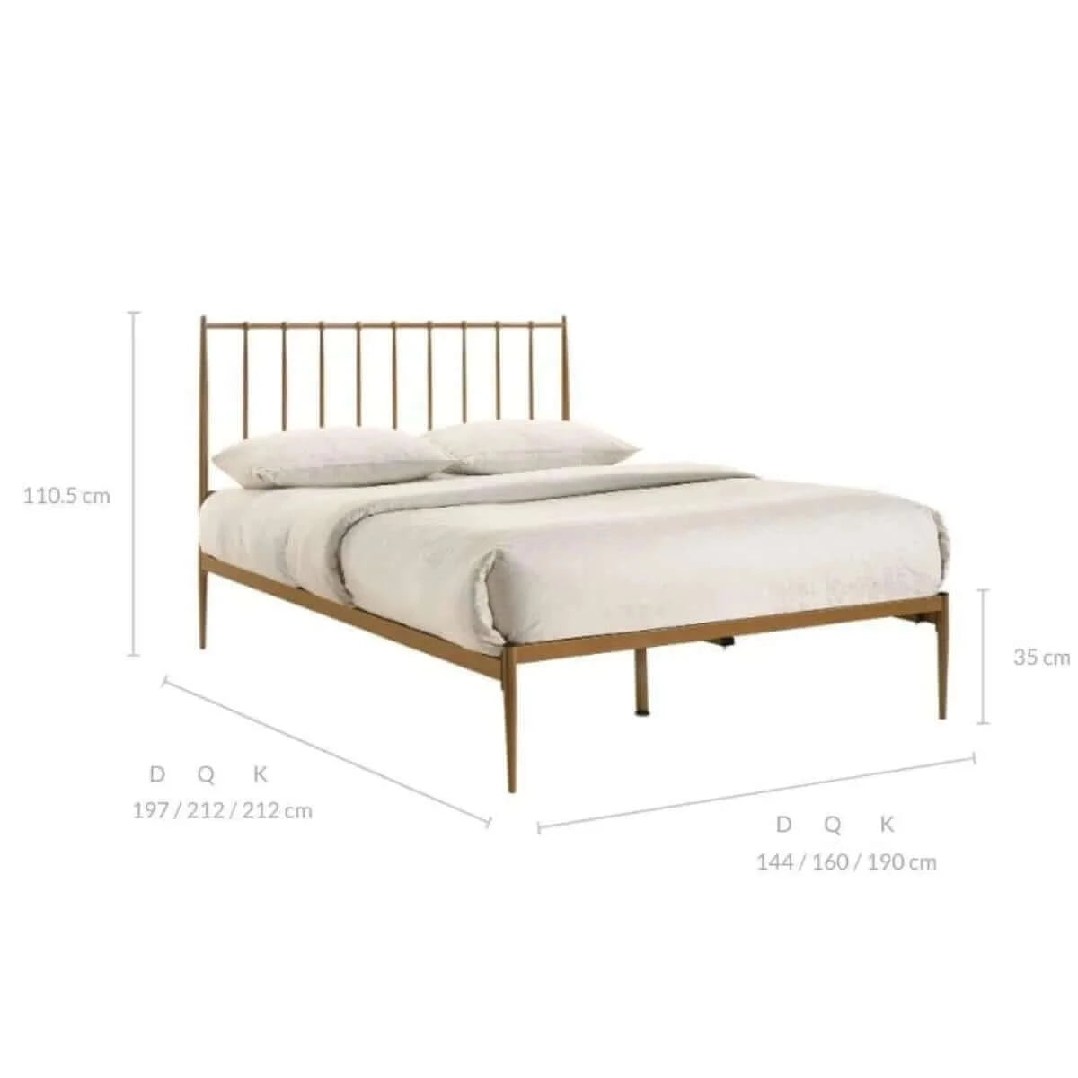 Buy metal bed frame base platform in gold double mid century timber slat - upinteriors-Upinteriors