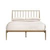 Buy metal bed frame base platform in gold queen mid century timber slat - upinteriors-Upinteriors