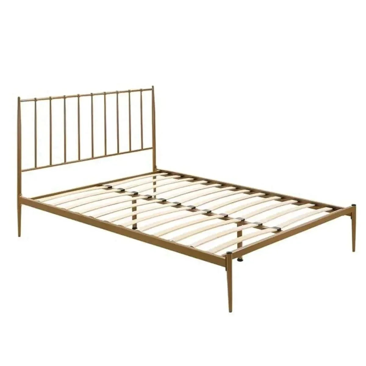 Gold Queen Metal Bed Frame Mid Century Elegance