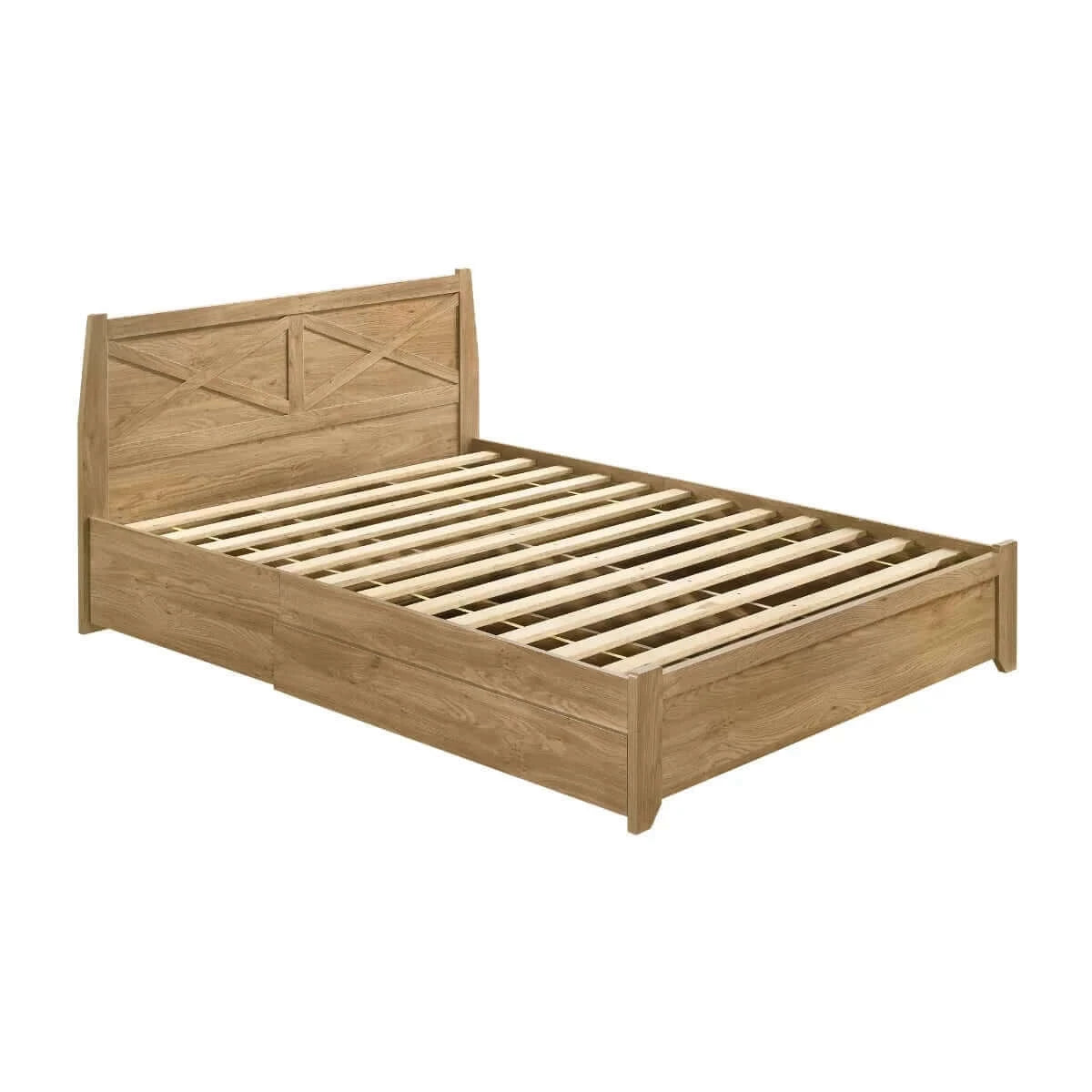 Buy mica natural wooden bed frame with storage drawers double - upinteriors-Upinteriors