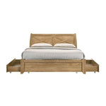 Buy mica natural wooden bed frame with storage drawers king - upinteriors-Upinteriors