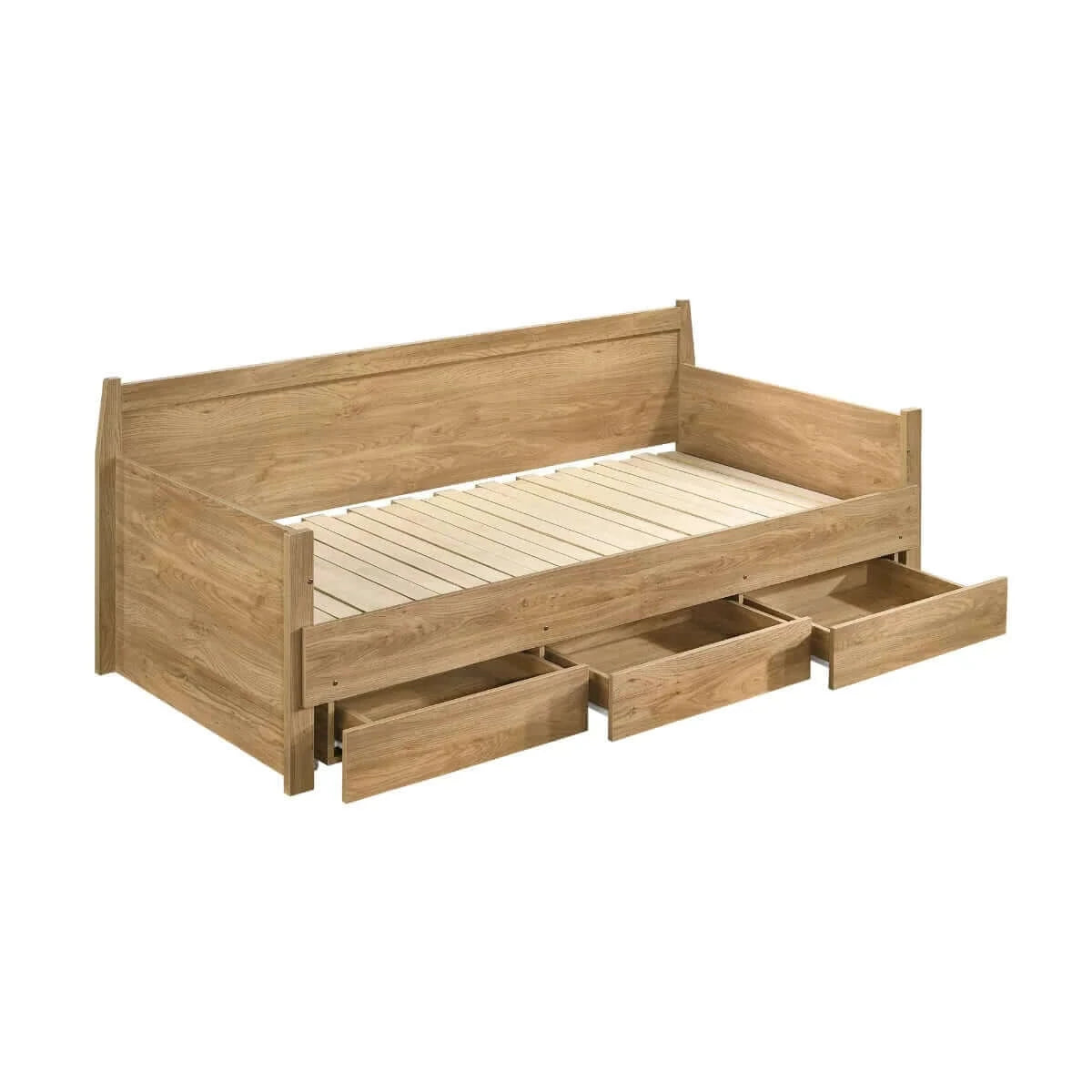 Buy mica natural wooden day bed with 3 drawers sofa bed frame - upinteriors-Upinteriors