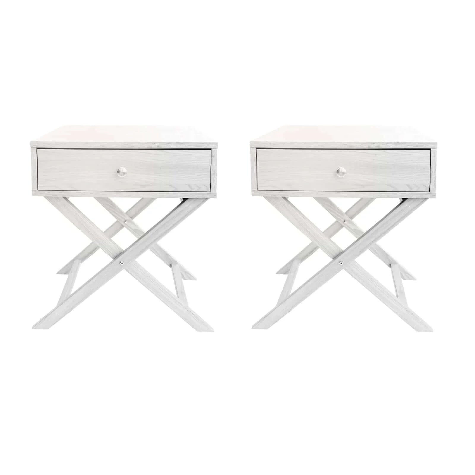 Milano Decor Bedside Table Surry Hills White Storage Cabinet Bedroom - Two Pack - White-Upinteriors