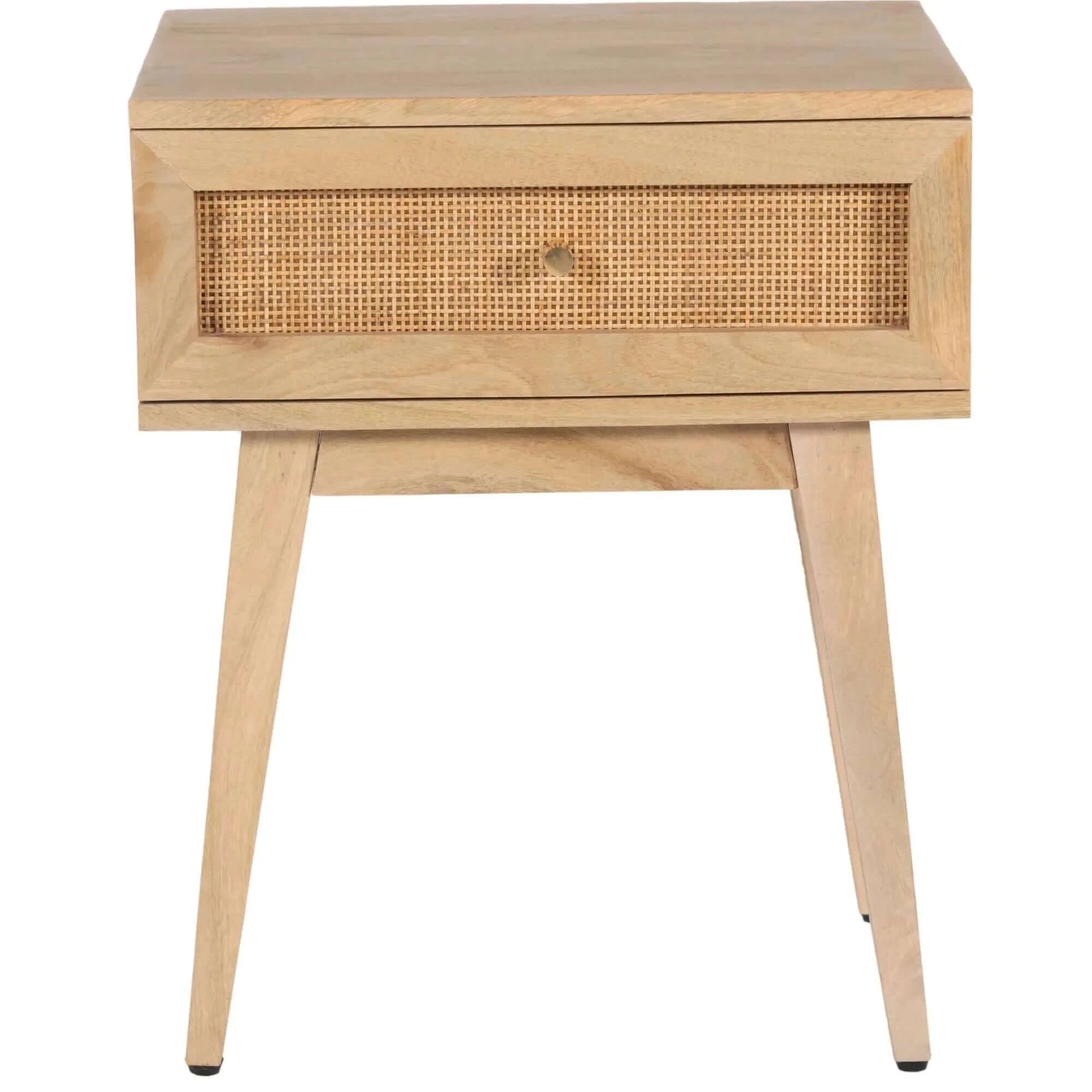Buy olearia bedside table 1 drawer storage cabinet solid mango wood rattan natural - upinteriors-Upinteriors