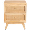 Buy olearia bedside table 2 drawer storage cabinet solid mango wood rattan natural - upinteriors-Upinteriors