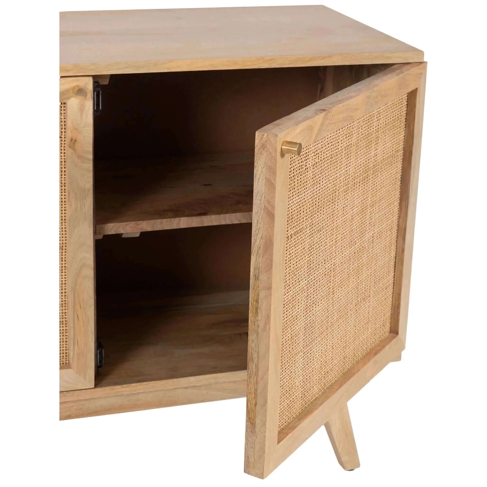 Buy olearia buffet table 100cm 2 door solid mango wood storage cabinet natural - upinteriors-Upinteriors
