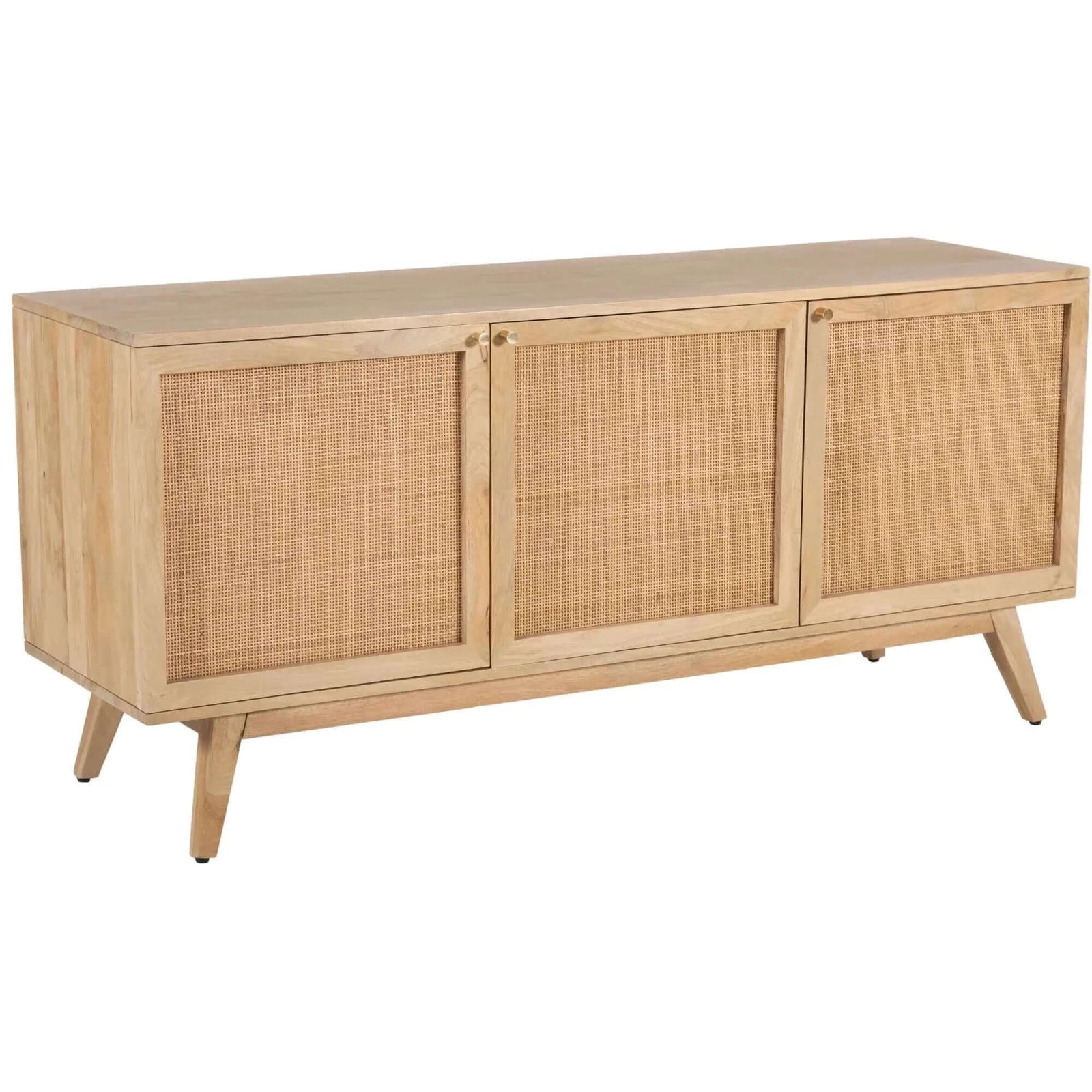 Buy olearia buffet table 150cm 3 door solid mango wood storage cabinet natural - upinteriors-Upinteriors