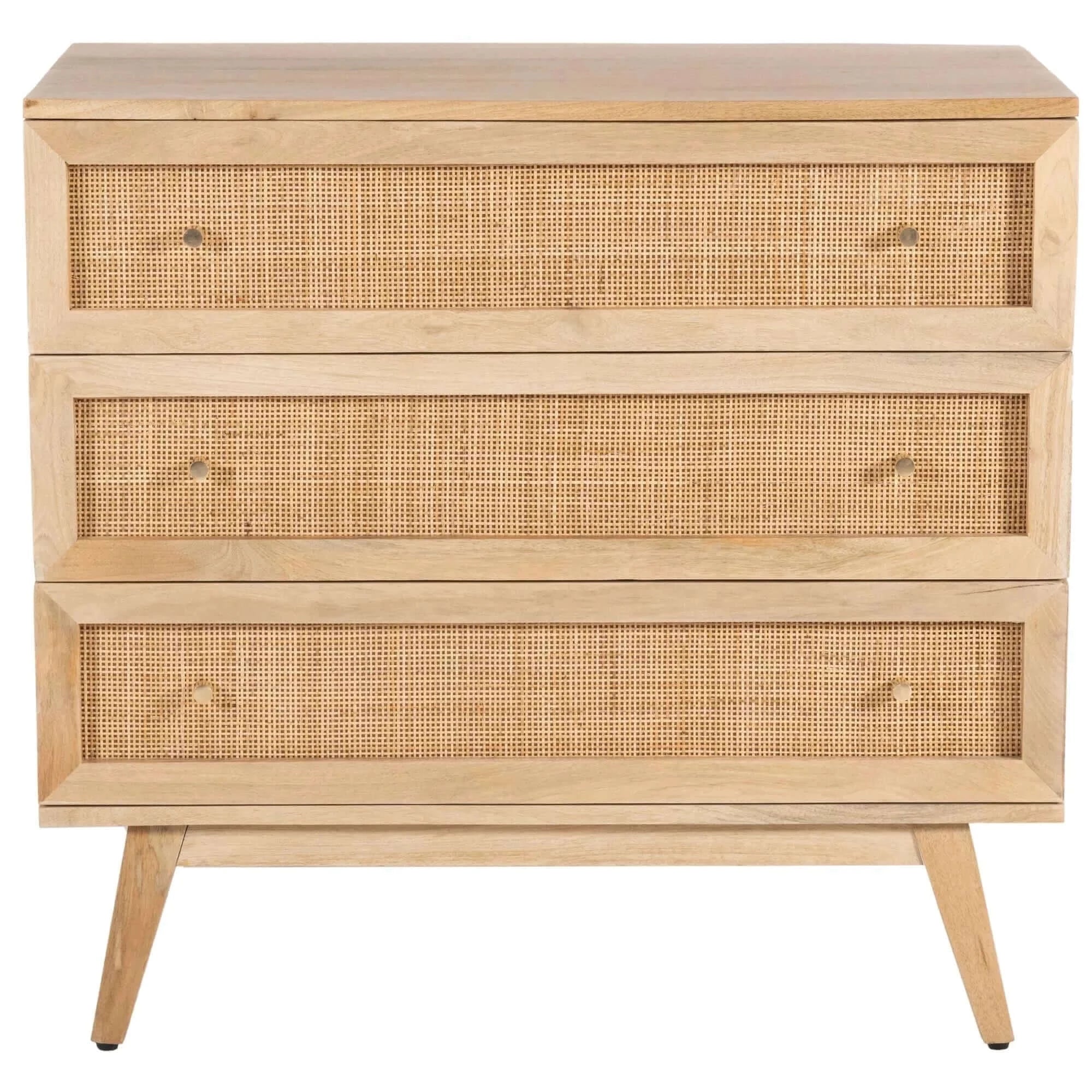 Olearia Storage Cabinet Buffet Chest of 3 Drawer Mango Wood Rattan Natural-Upinteriors
