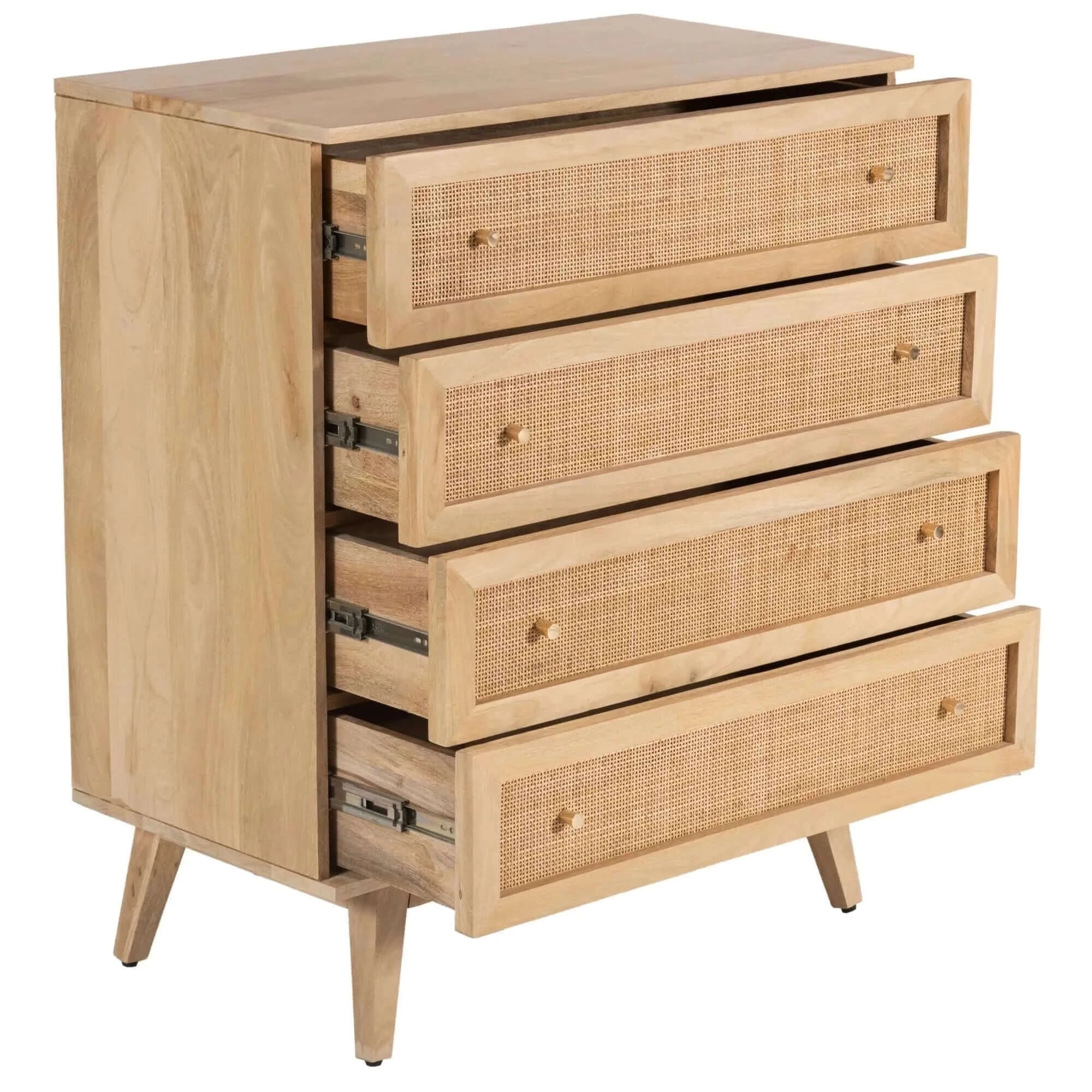 Olearia Storage Cabinet Buffet Chest of 4 Drawer Mango Wood Rattan Natural-Upinteriors