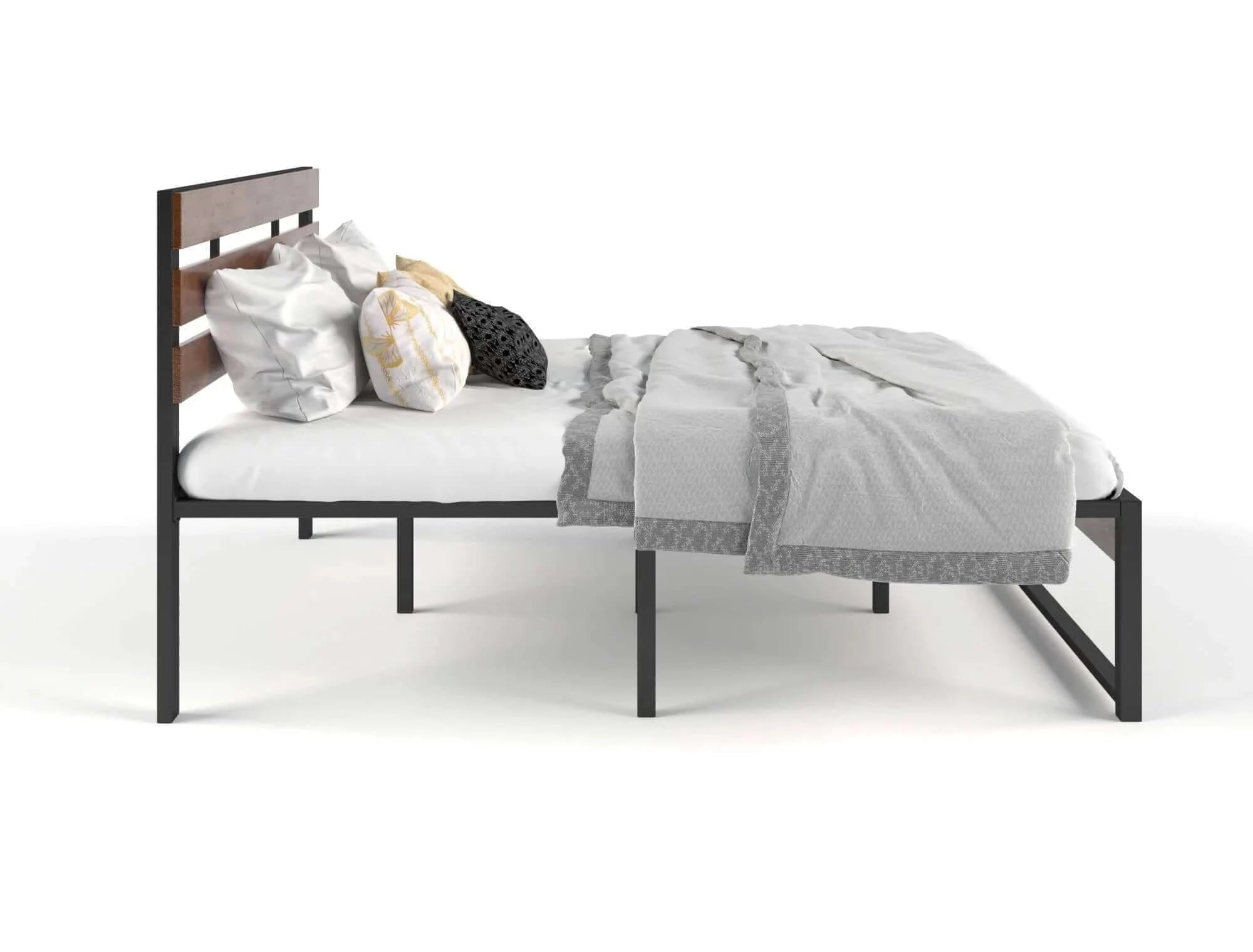 Buy ora wooden and metal bed frame queen - upinteriors-Upinteriors