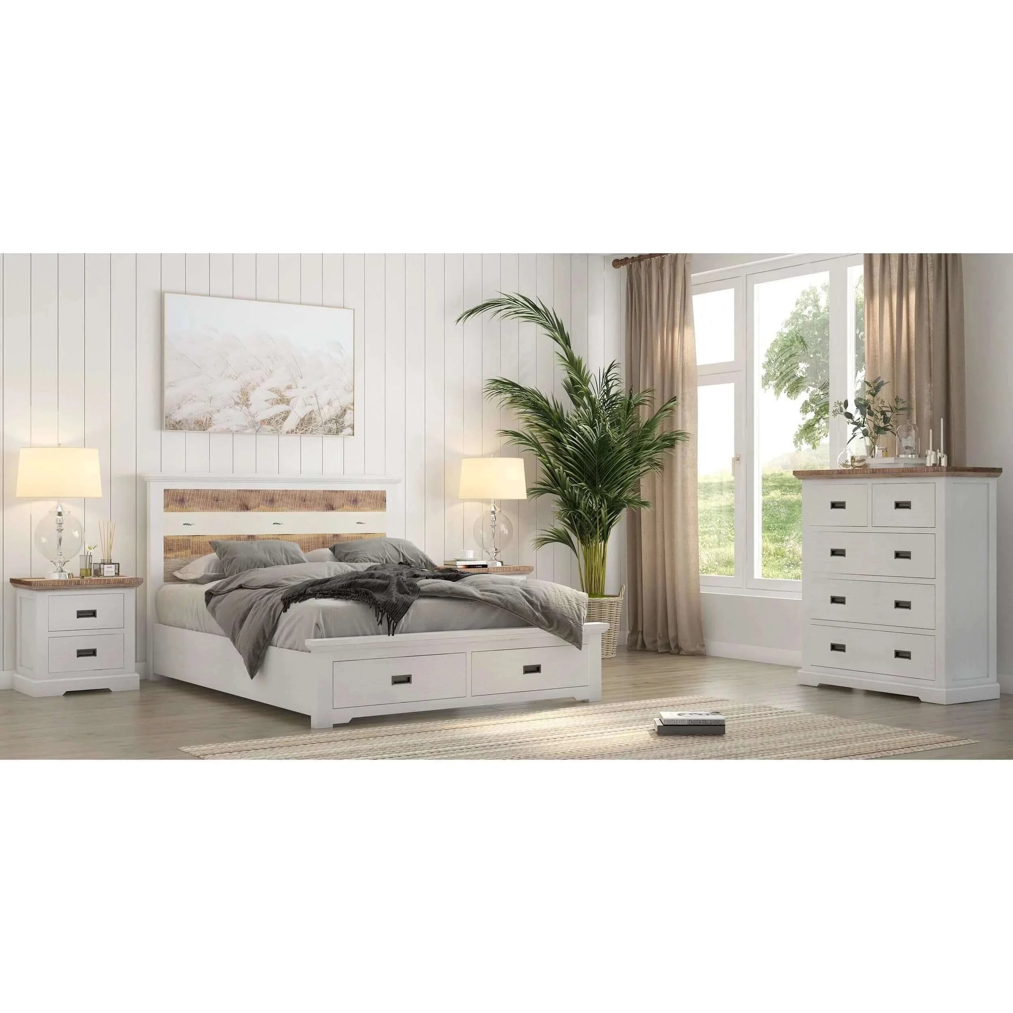 Buy orville 4pc queen bed frame suite bedside tallboy furniture package -multi color - upinteriors-Upinteriors