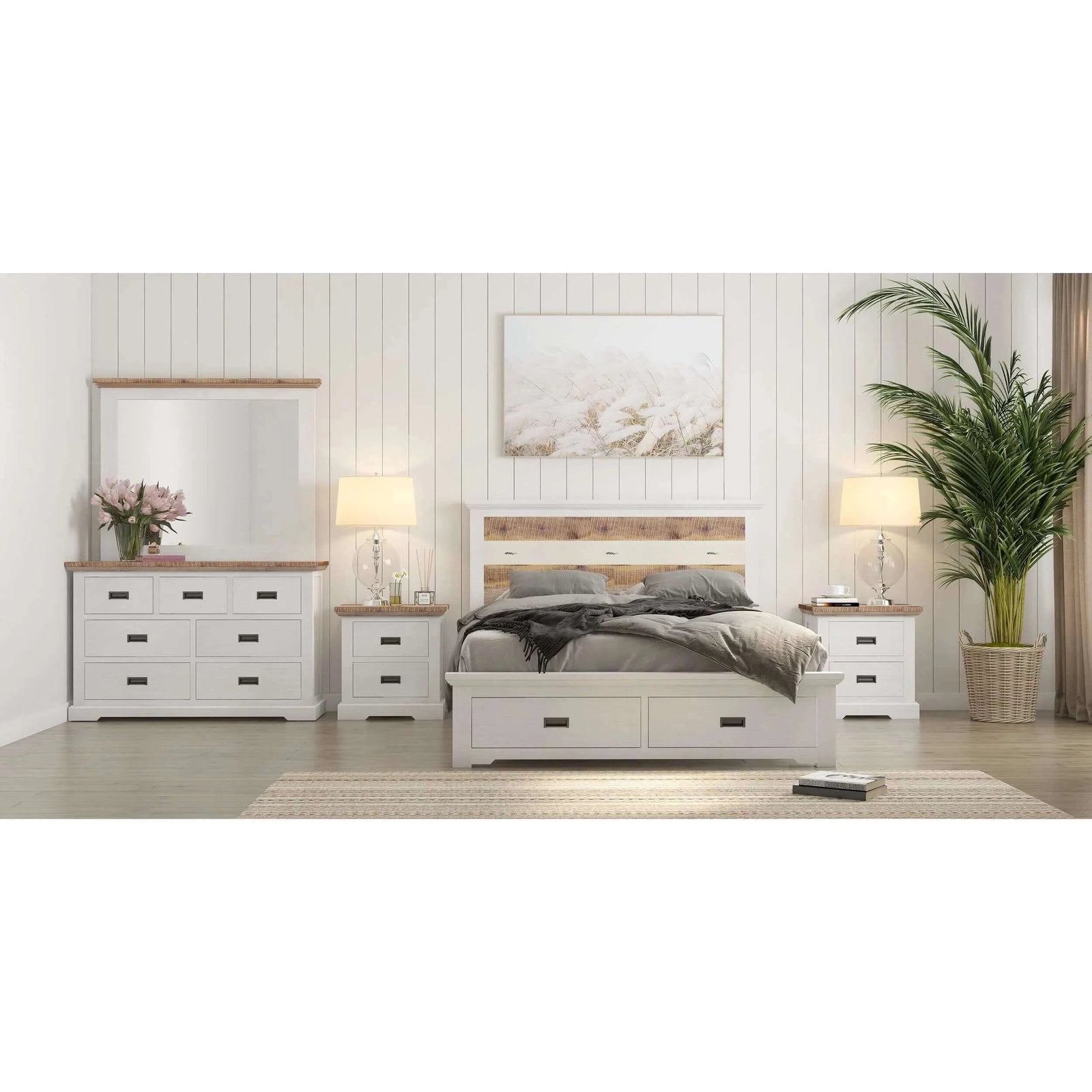 Buy orville 5pc king bed frame suite bedside dresser furniture package - multi color - upinteriors-Upinteriors