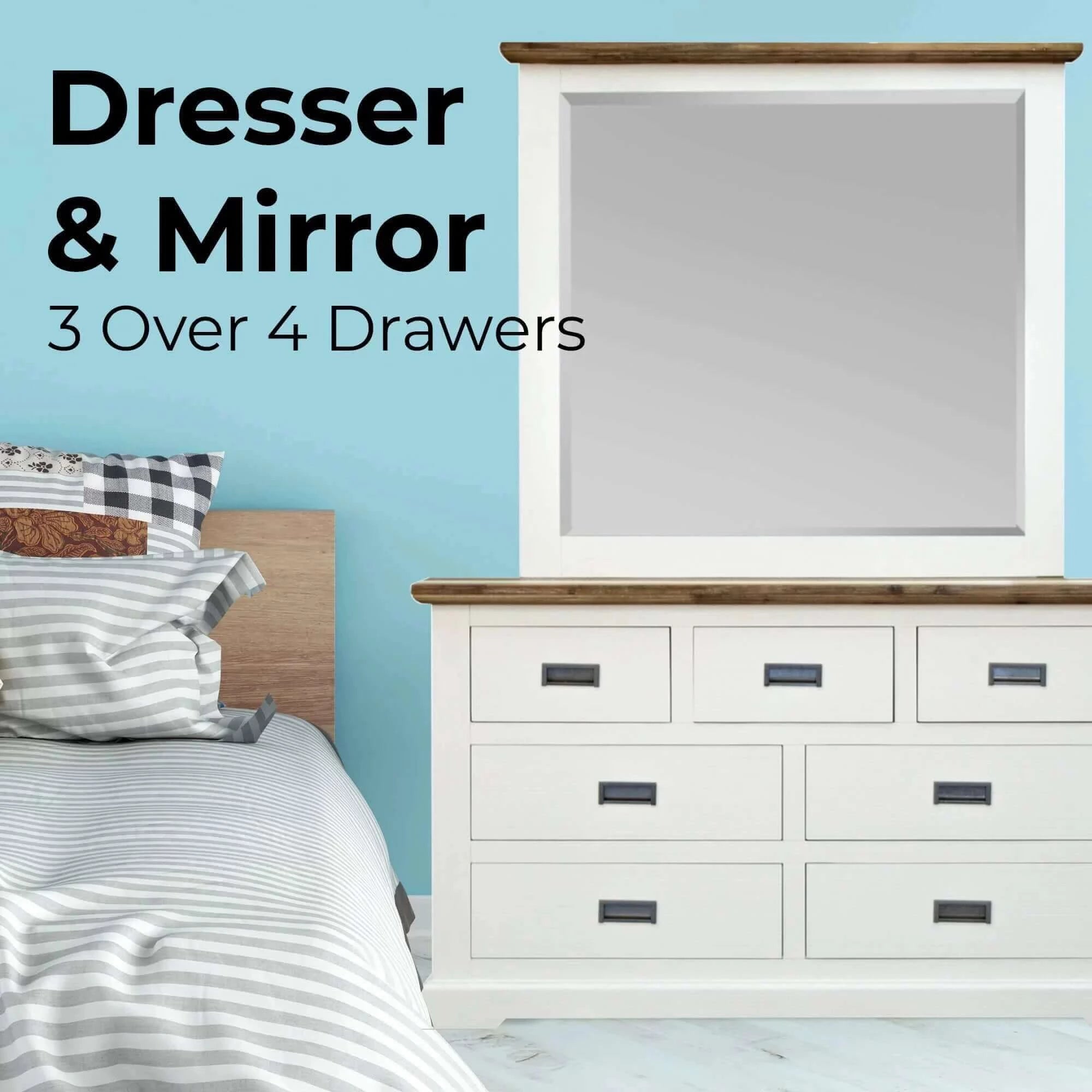 Buy orville dresser mirror 7 chest of drawers tallboy storage cabinet - multi color - upinteriors-Upinteriors