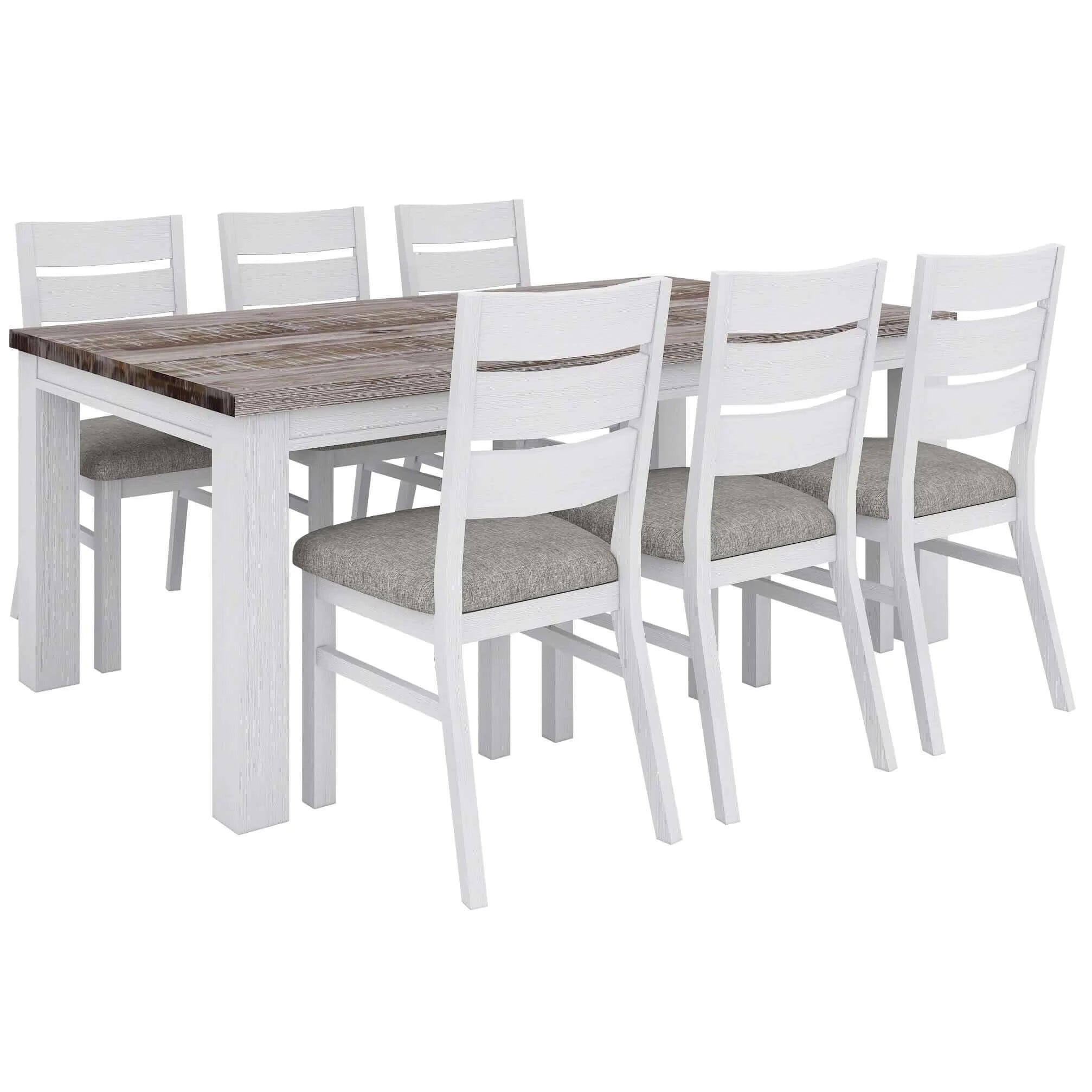 Buy plumeria dining chair set of 4 solid acacia wood dining furniture - white brush - upinteriors-Upinteriors