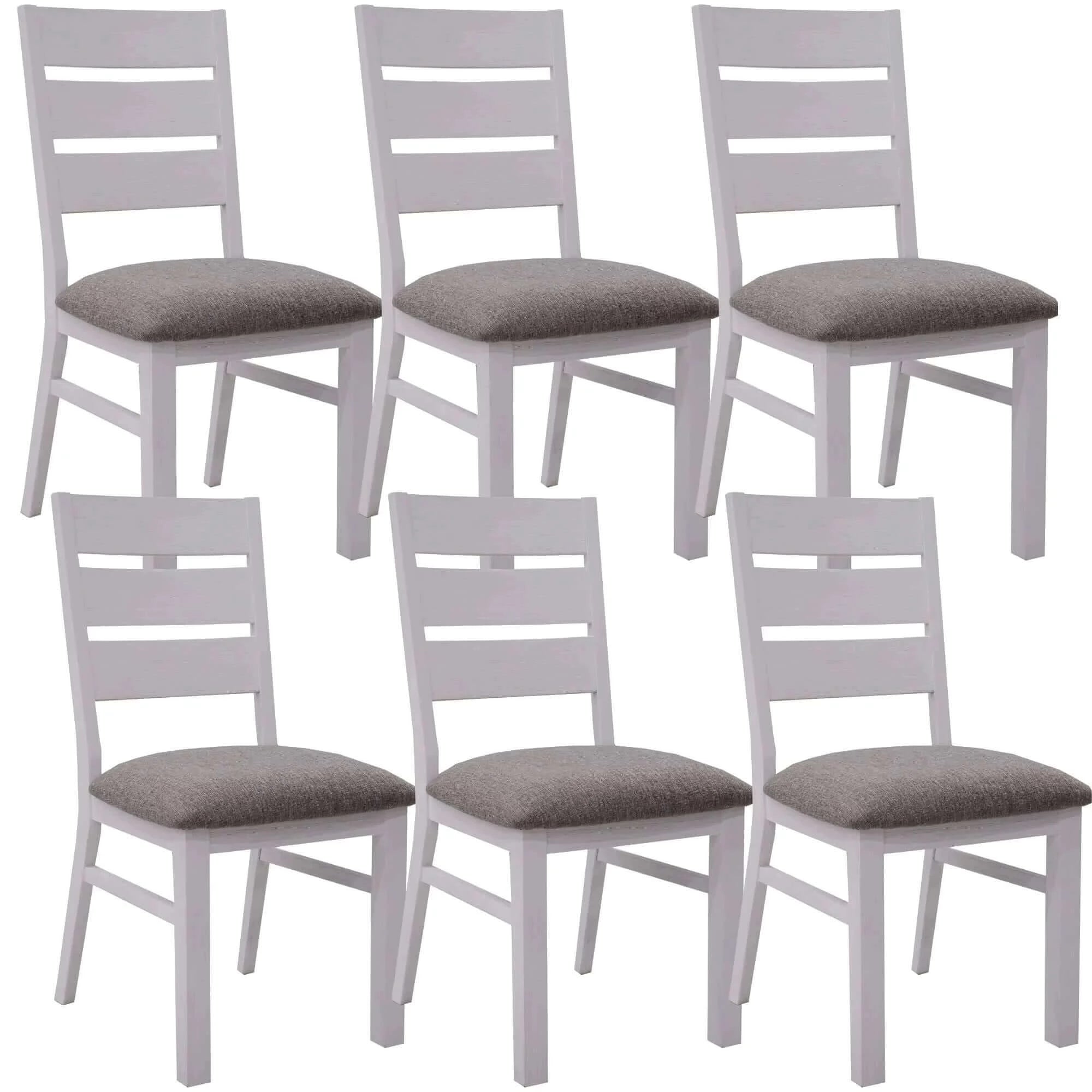 Buy plumeria dining chair set of 6 solid acacia wood dining furniture - white brush - upinteriors-Upinteriors