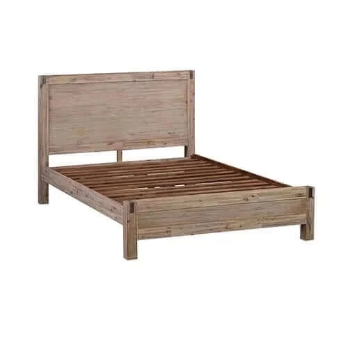 Buy queen size bed frame in solid acacia veneered medium high headboard in oak - upinteriors-Upinteriors