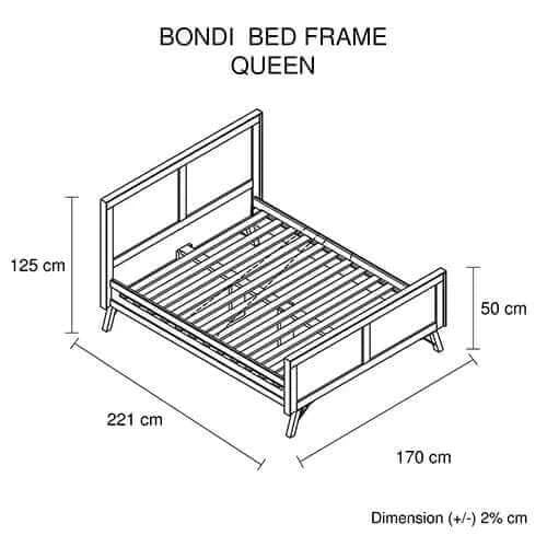 Buy queen size wooden bed frame with medium high headboard in ozzy colour - upinteriors-Upinteriors
