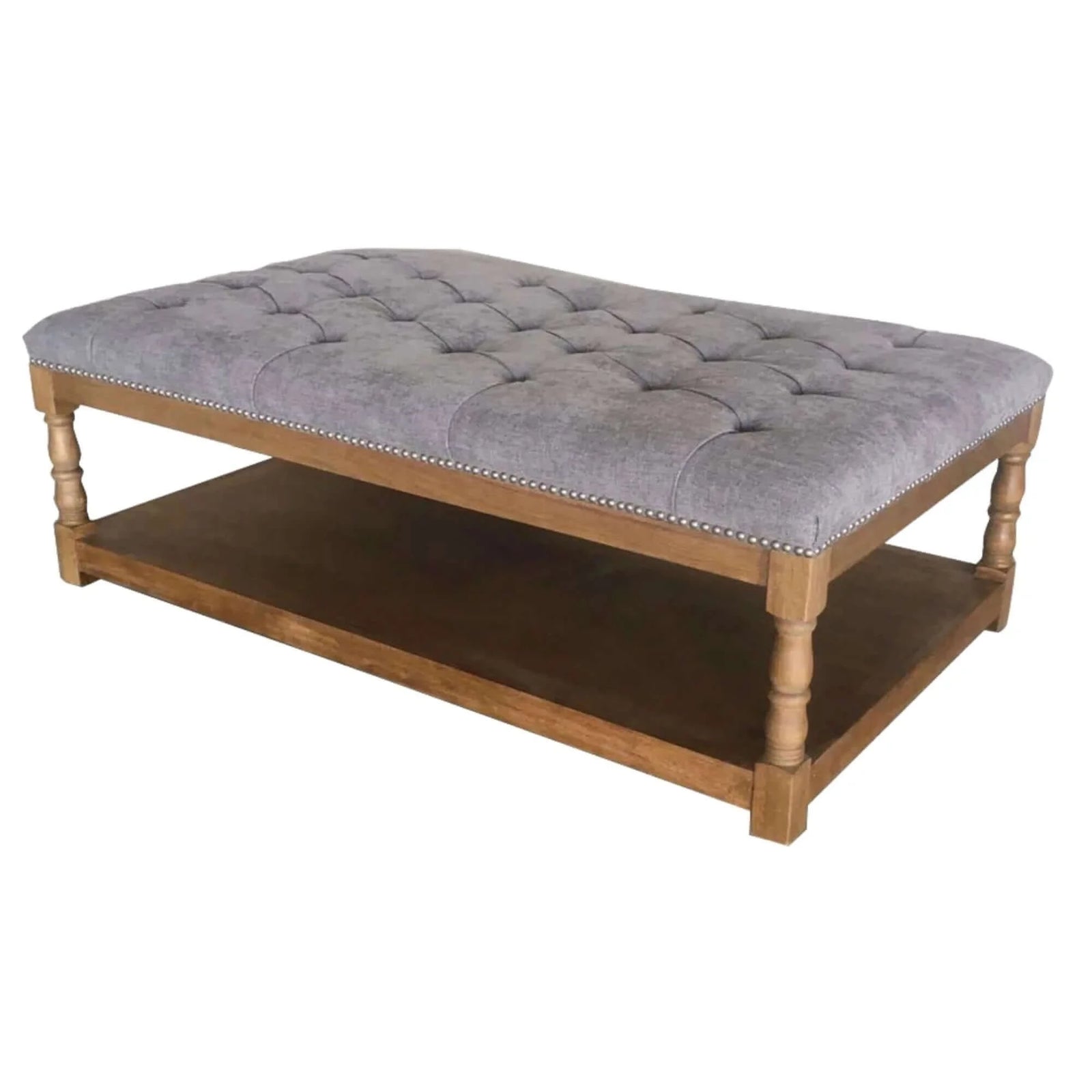 Rosebud Ottoman Bed End Chair Seat Tufted Fabric Seat Storage Foot Stools - Beige in Australia -Upinteriors